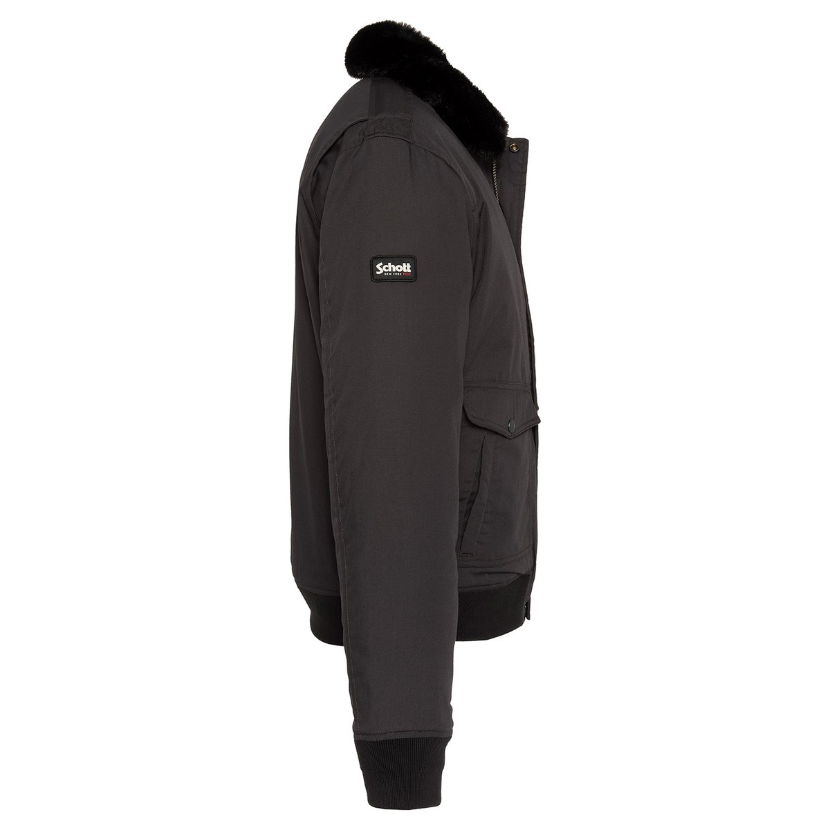 Blouson pilote avec col imitation imitation fourrure amovible noir, SCHOTT