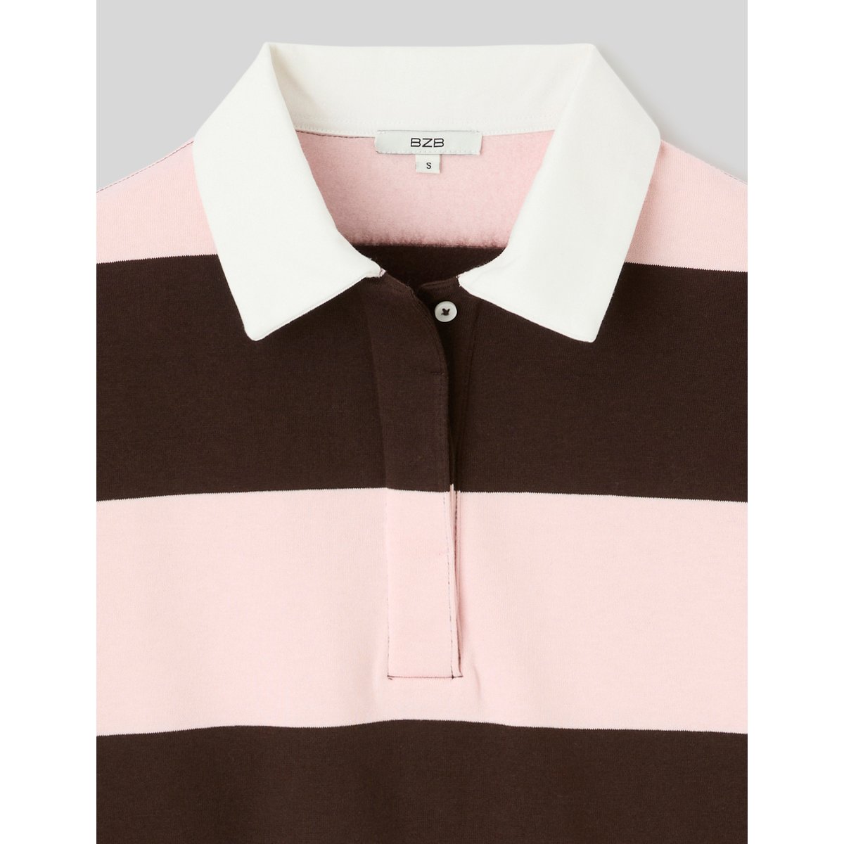 Sweat polo à manches longues rose pâle, BZB