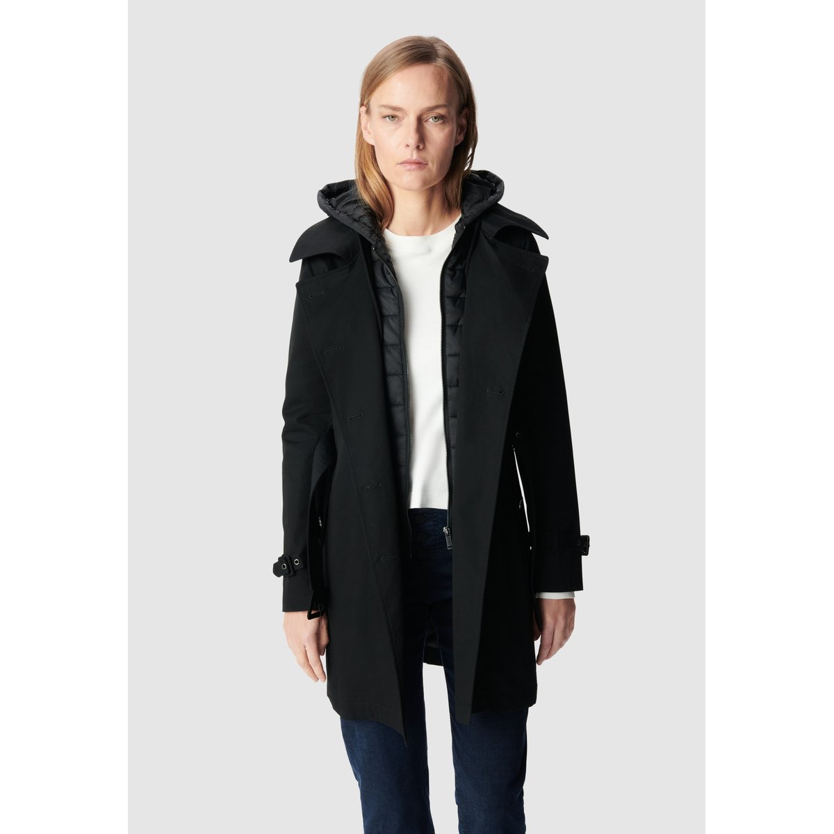 Trench à capuche nylon amovible noir, IKKS
