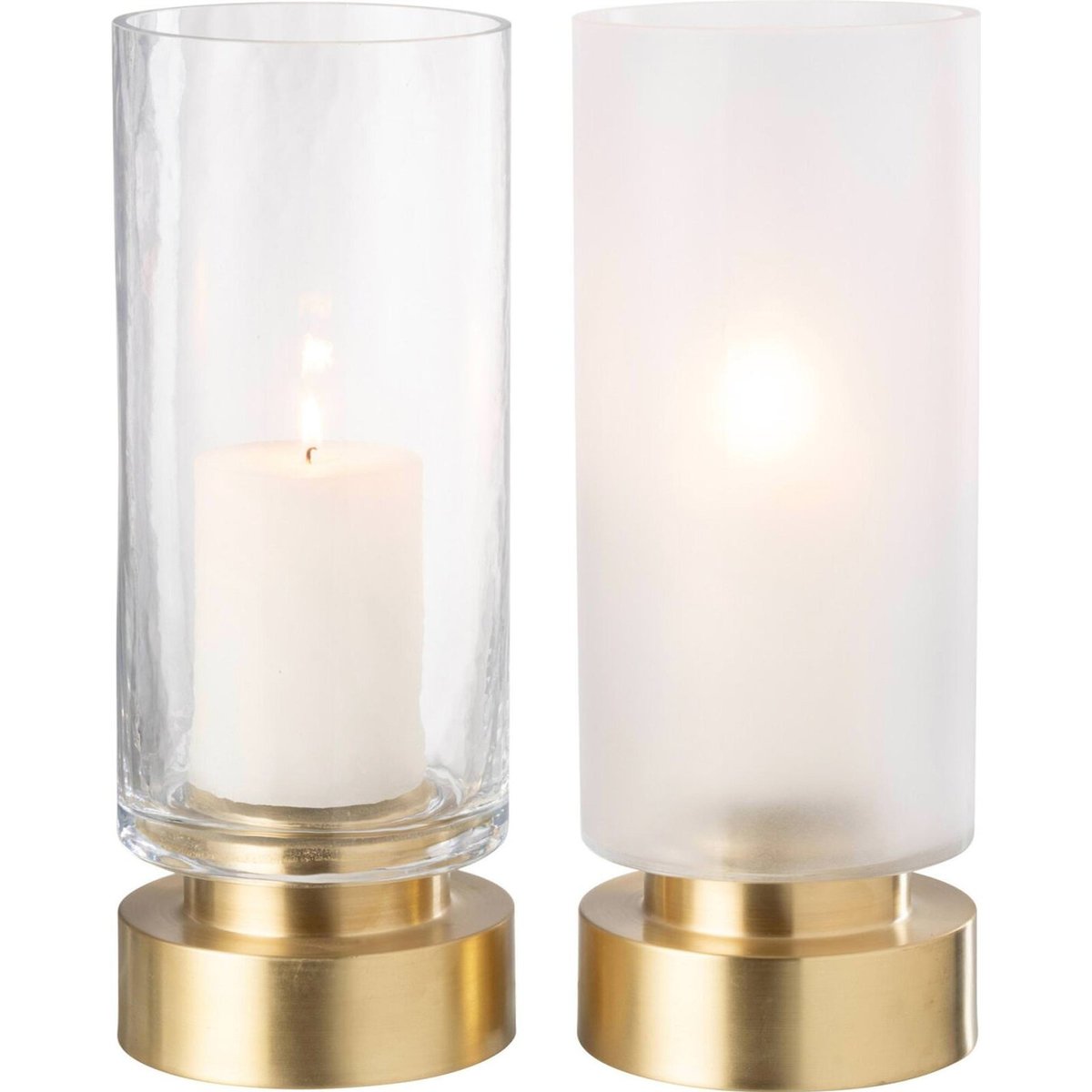 Photophore vase en verre, Lot de 2 transparent et or, RECOLLECTION