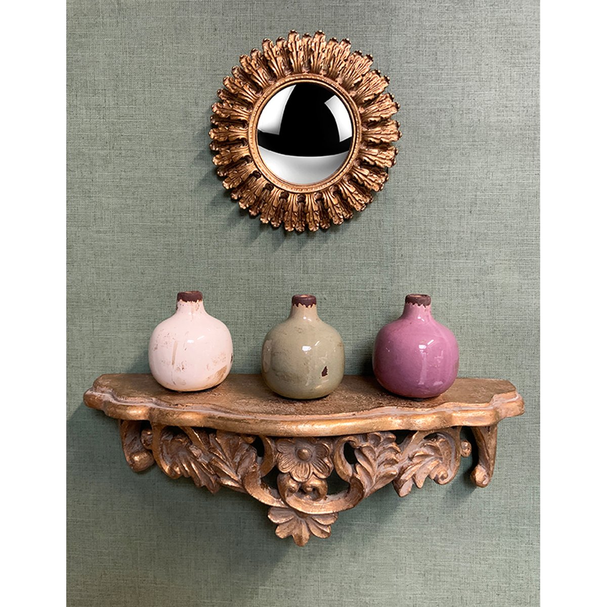 Miroir convexe pétales 19.5cm or, EMDE