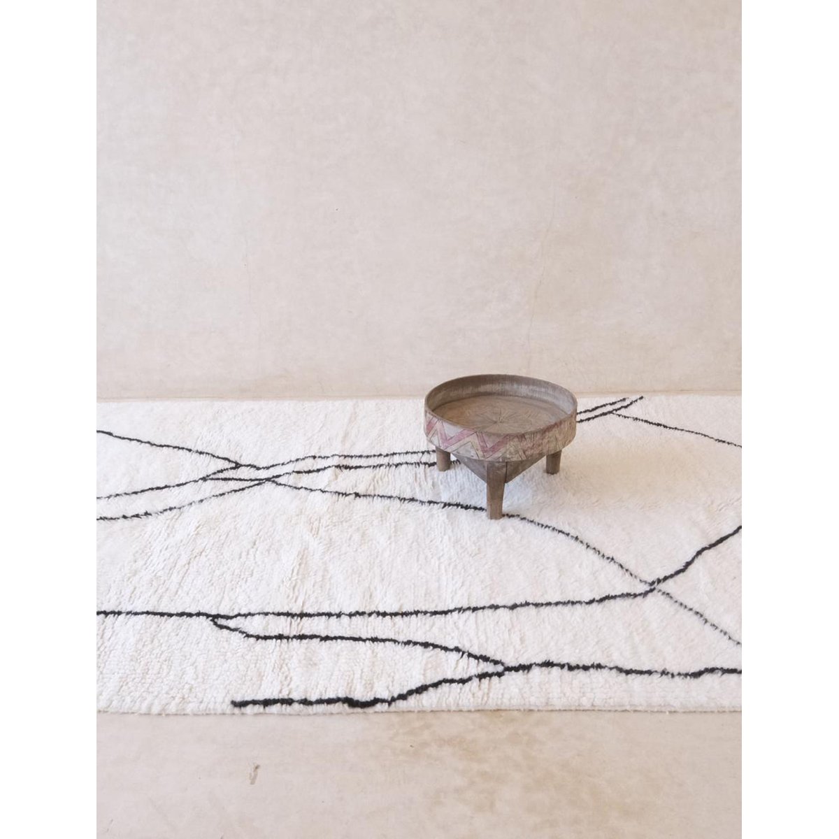 Tapis berbère élégant au style nord-africain en laine 165 x 265 cm blanc pur, AFK LIVING