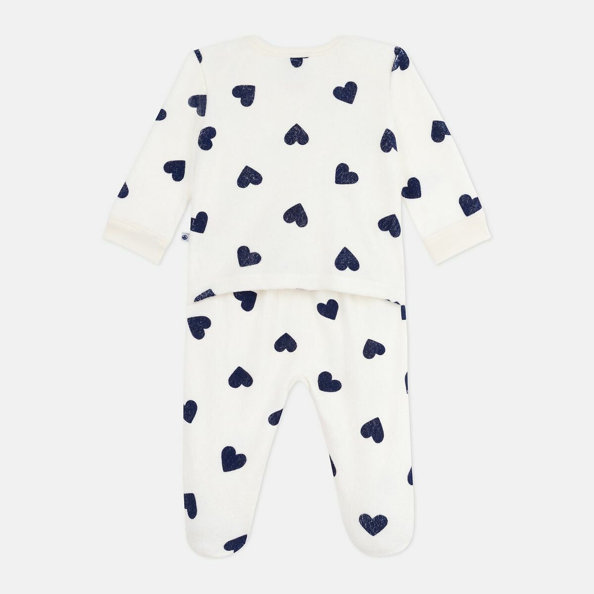 Baby's Cotton Pyjamas with Opening Without Press-Studs and Print heart print, PETIT BATEAU