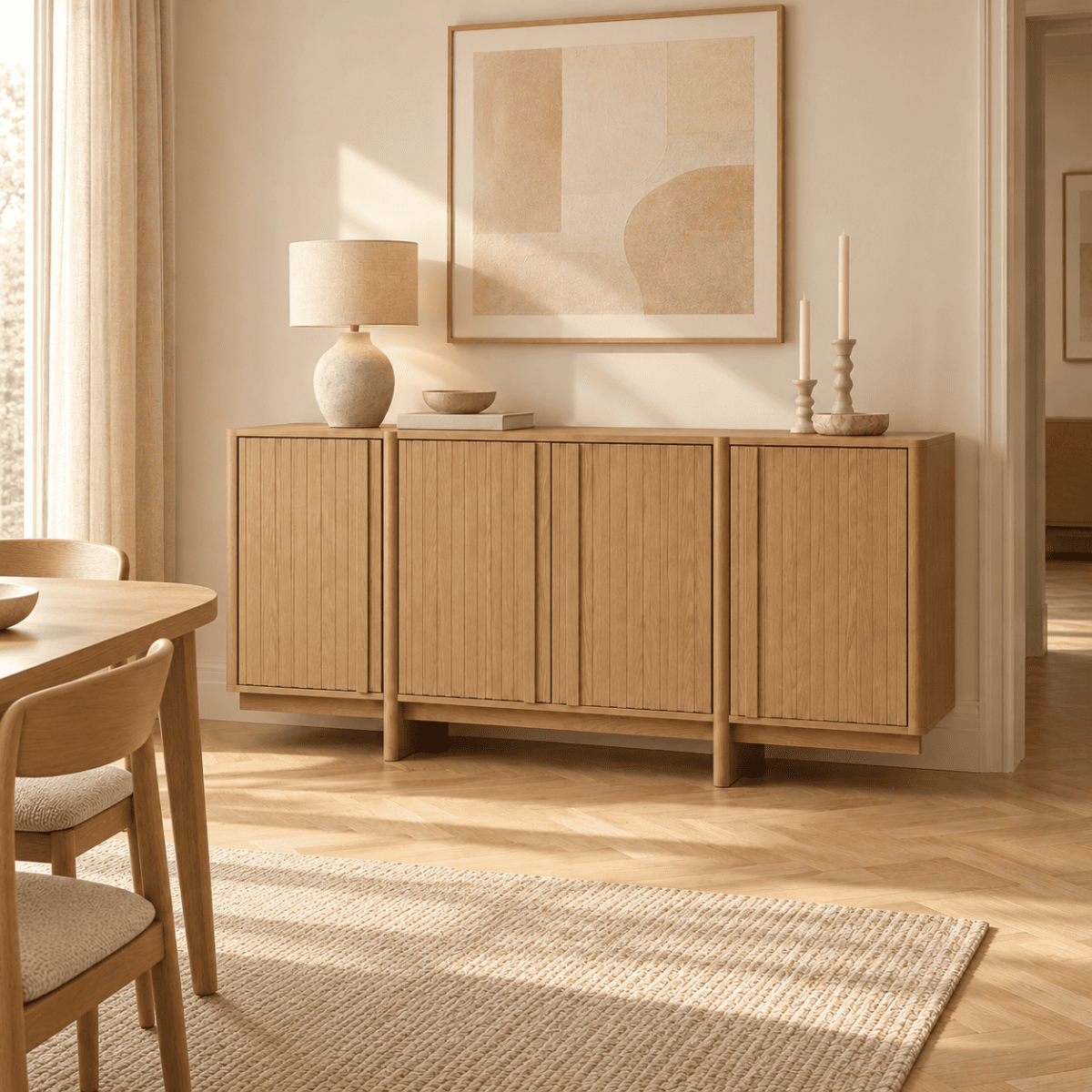 Buffet 4 portes AUGUSTE bois clair, CALICOSY