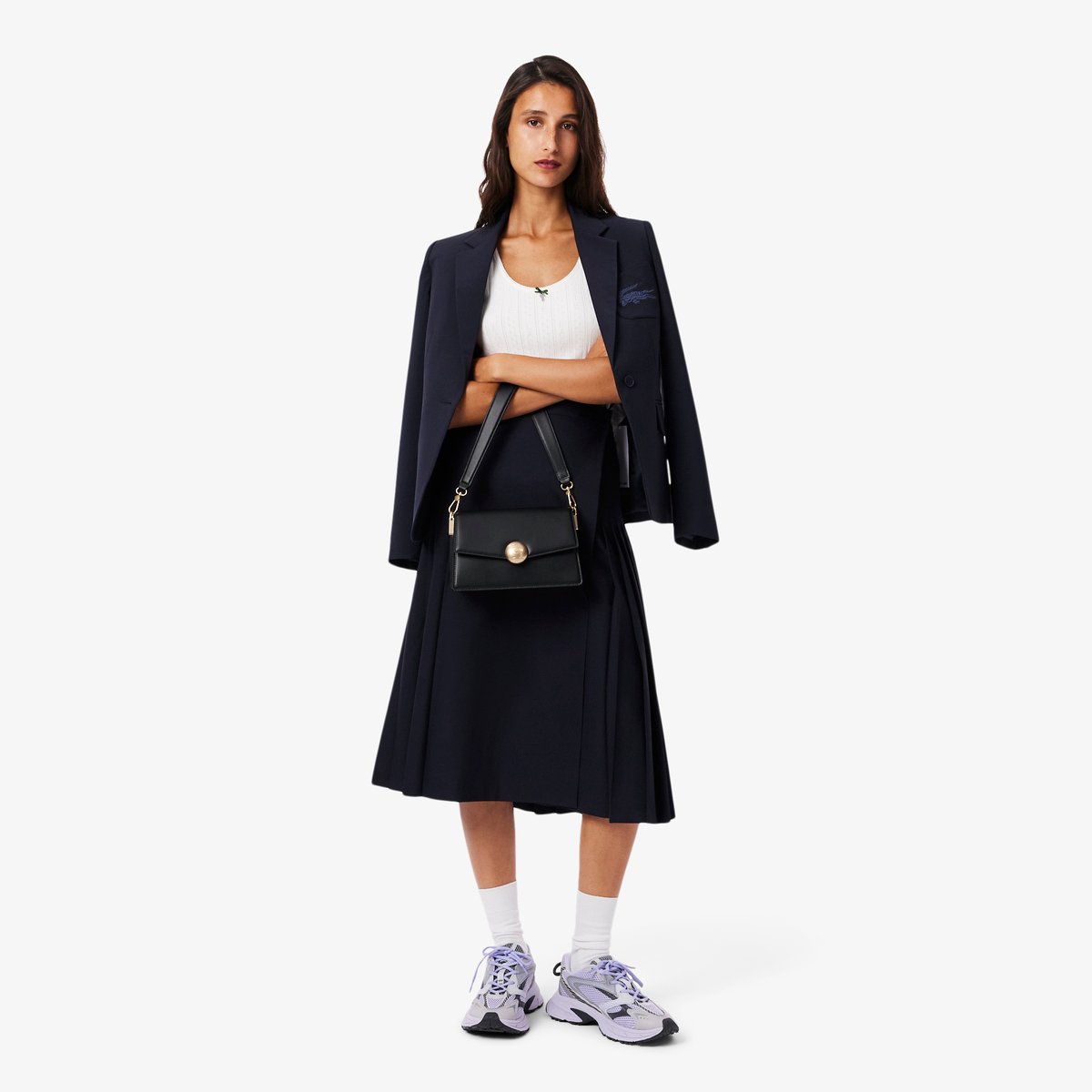 Sac à bandoulière Tennis Bliss en cuir noir-000, LACOSTE