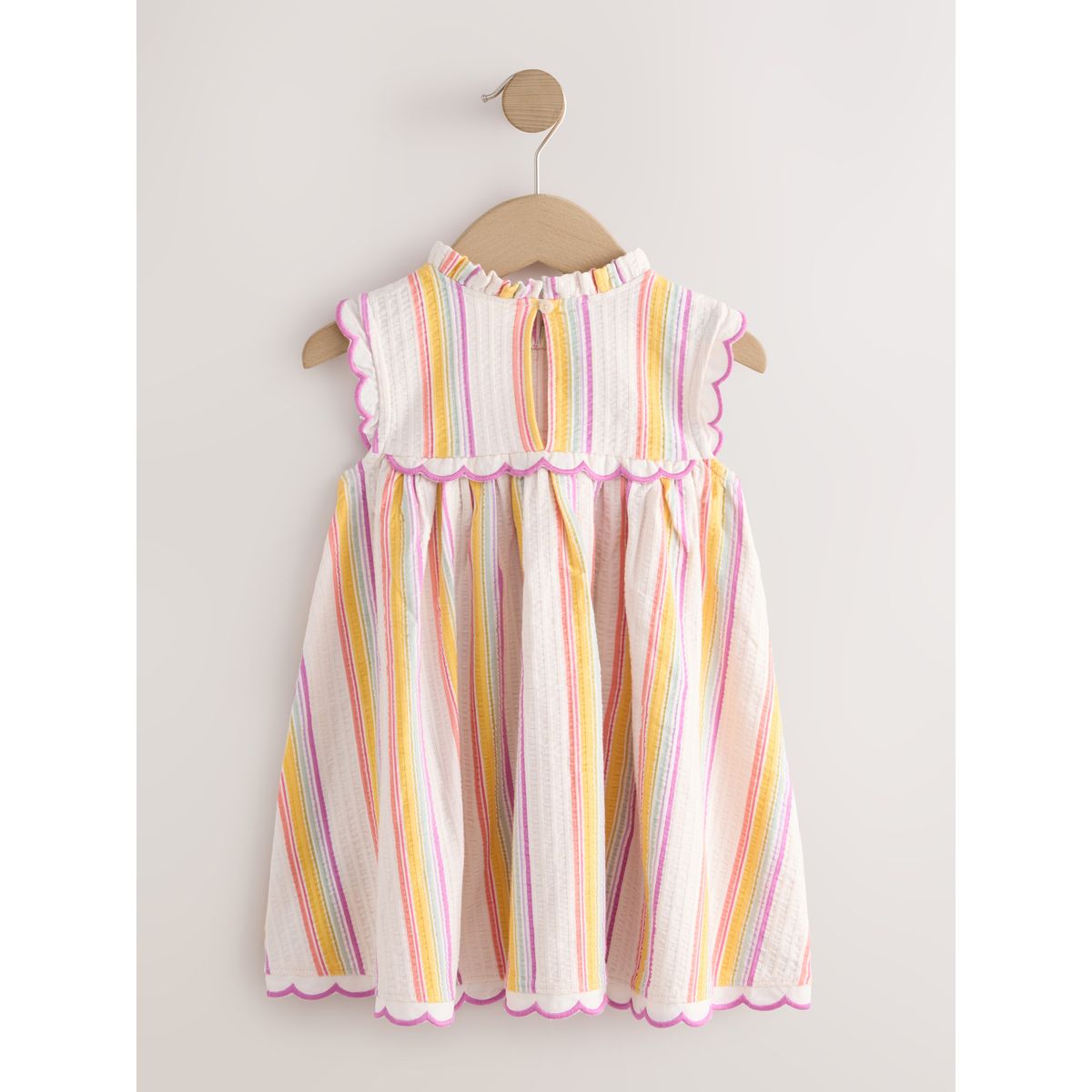Robe d'été sans manches festonnée rayure arc-en-ciel, NEXT