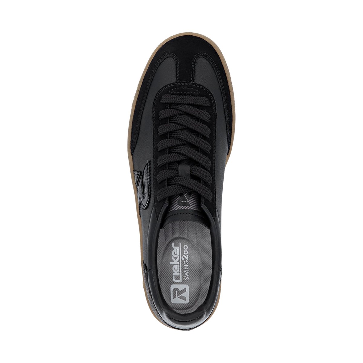 Tennis en cuir noires avec empiècement motif léopard brillant noires, RIEKER