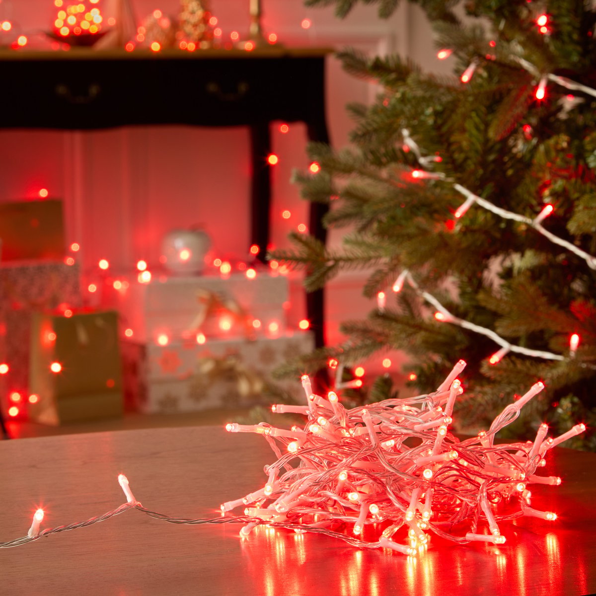 Guirlande lumineuse d'extérieur 20 m 267 LED rouge fil transparent 13 fonctions avec minuteur sur secteur rouge, FEERIC LIGHTS & CHRISTMAS