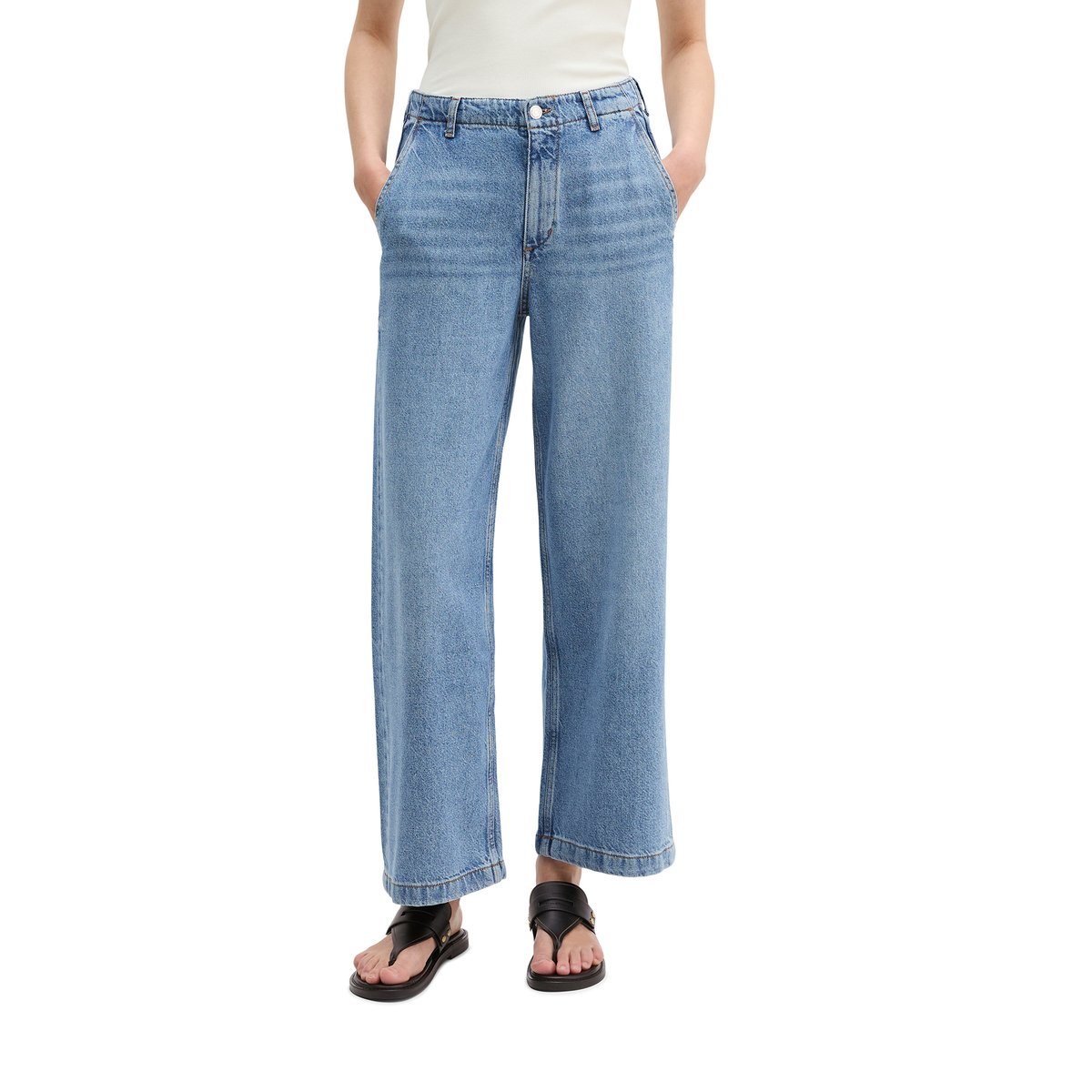 Jeans modèle Luma large en mélange de lyocell, de lin et de coton bleu clair, MARC O'POLO