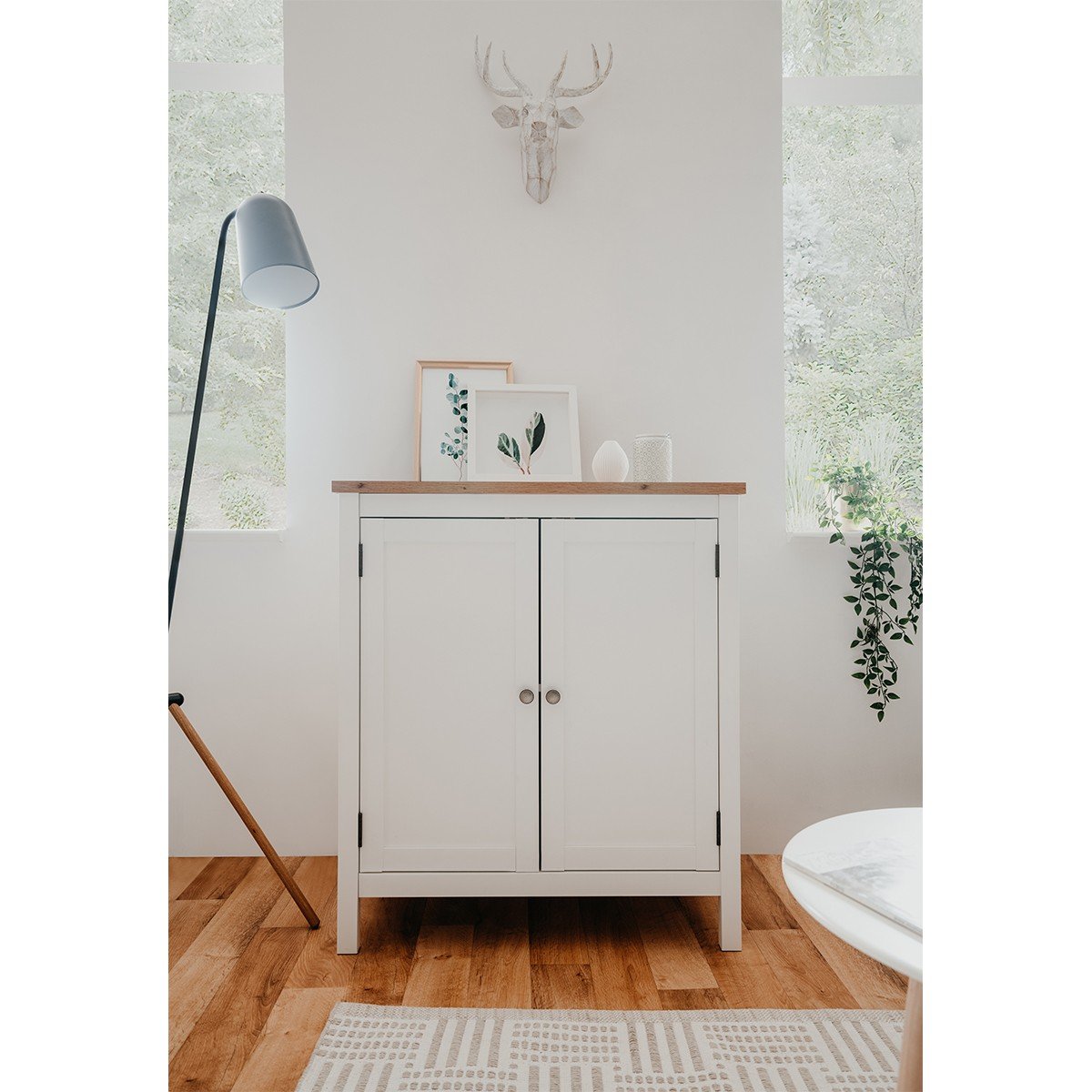 Buffet 2 portes L80 cm - Décor Blanc - BERGEN blanc, CALICOSY