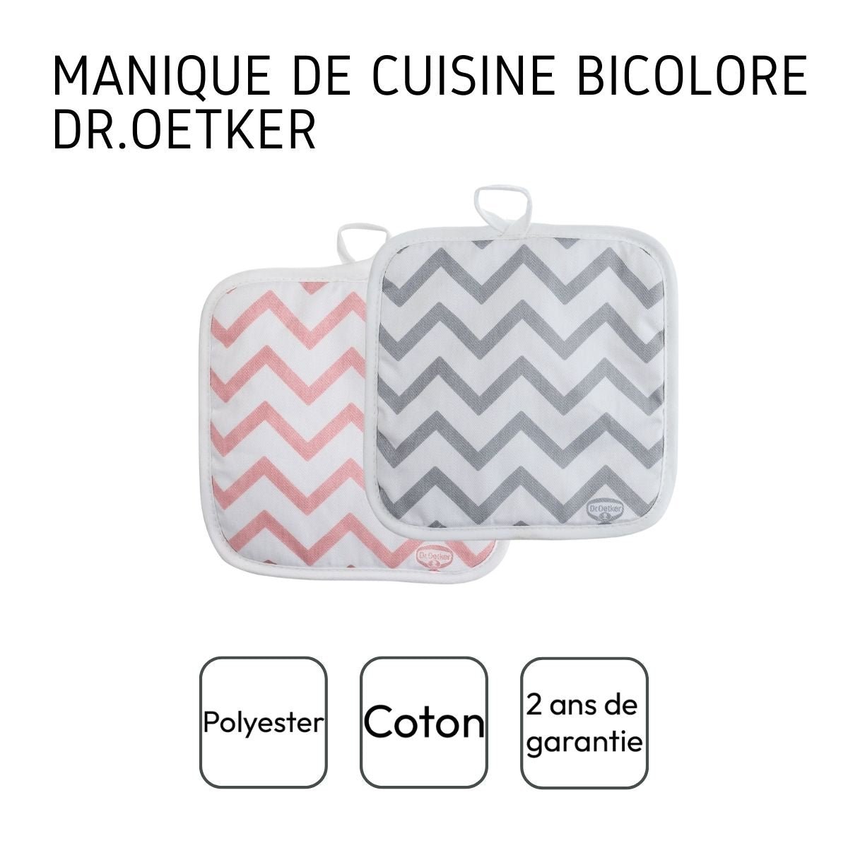 Lot de 2 maniques 20/ en coton avec 2 ustensiles BAKER EDITION rose, DR OETKER