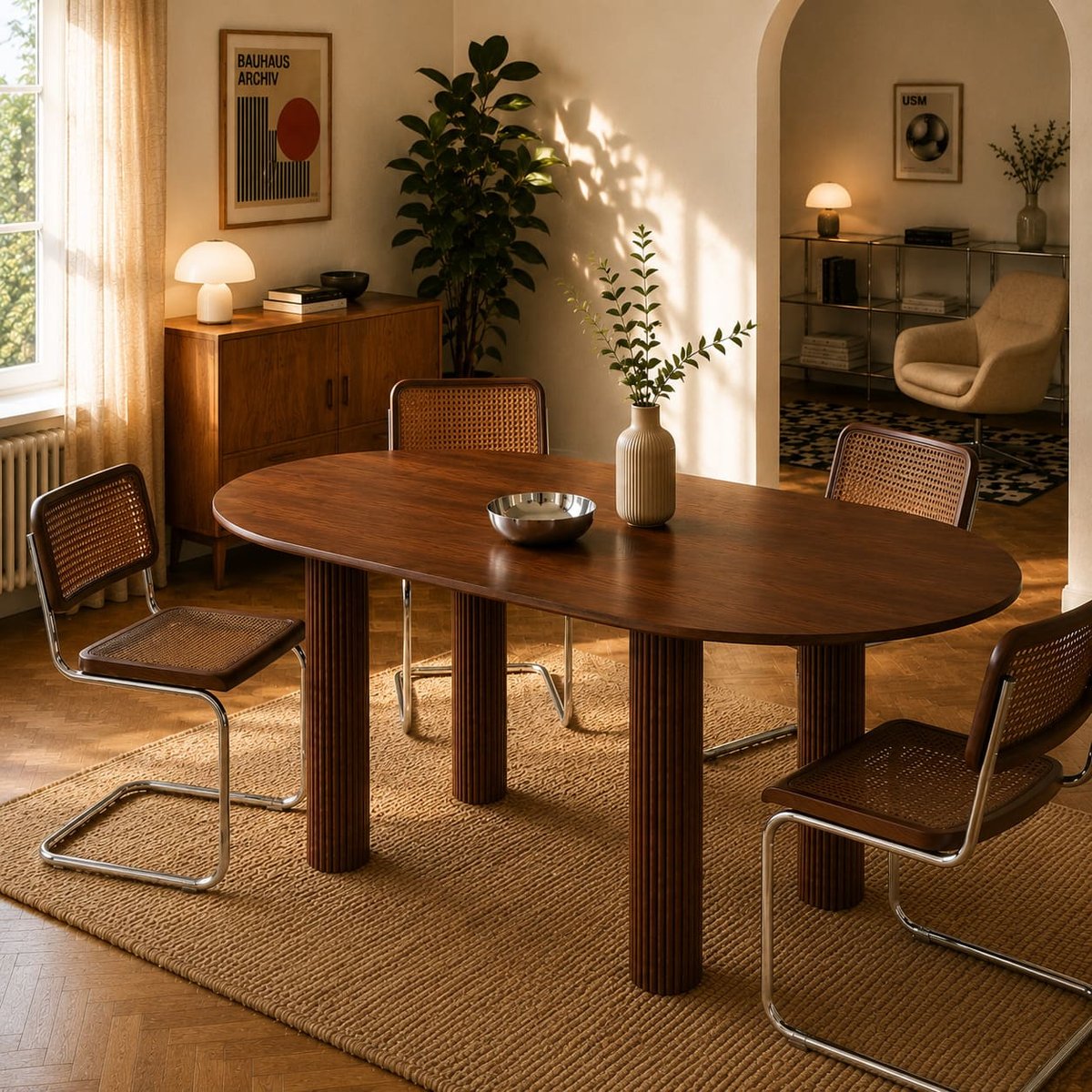Table à manger ovale PENELOPE noyer, SORELH