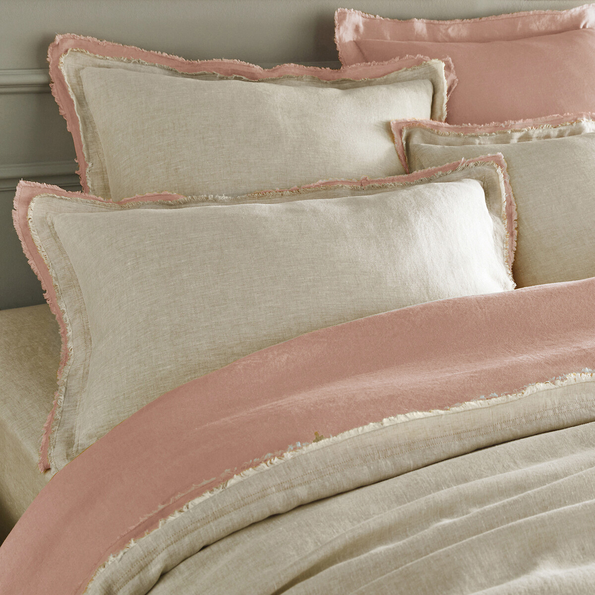 Alhanasia Washed Linen Duvet Cover with Double Fringe rosewood/natural, AM.PM
