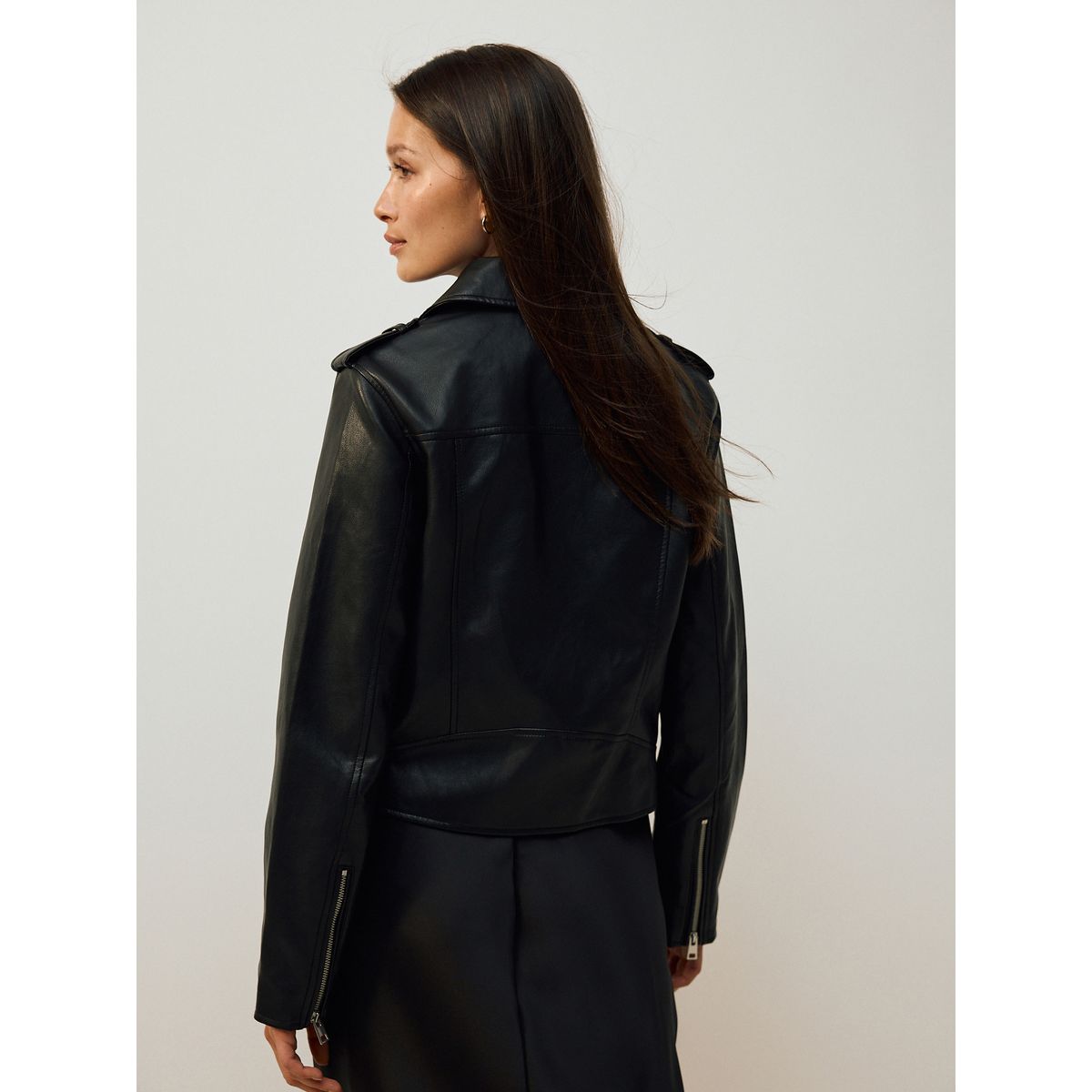 Veste motard en simili cuir noir, NEXT