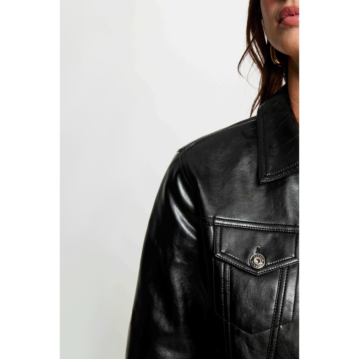 Blouson en simili, intérieur ouatiné noir, MORGAN