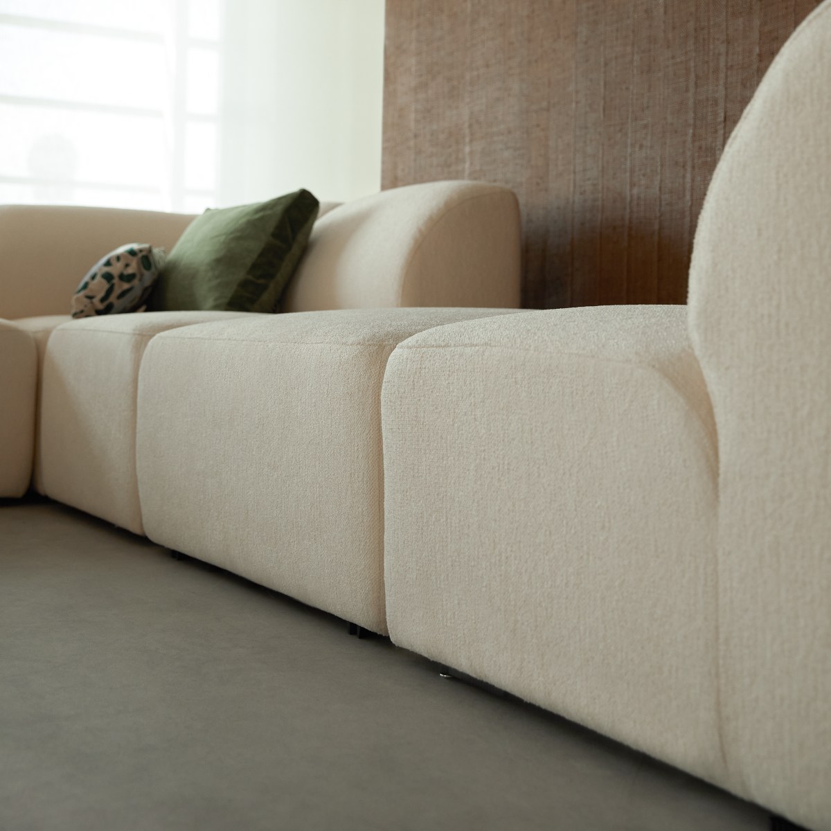 Canapé droit en Tissu, VÉNUS beige, TIKAMOON