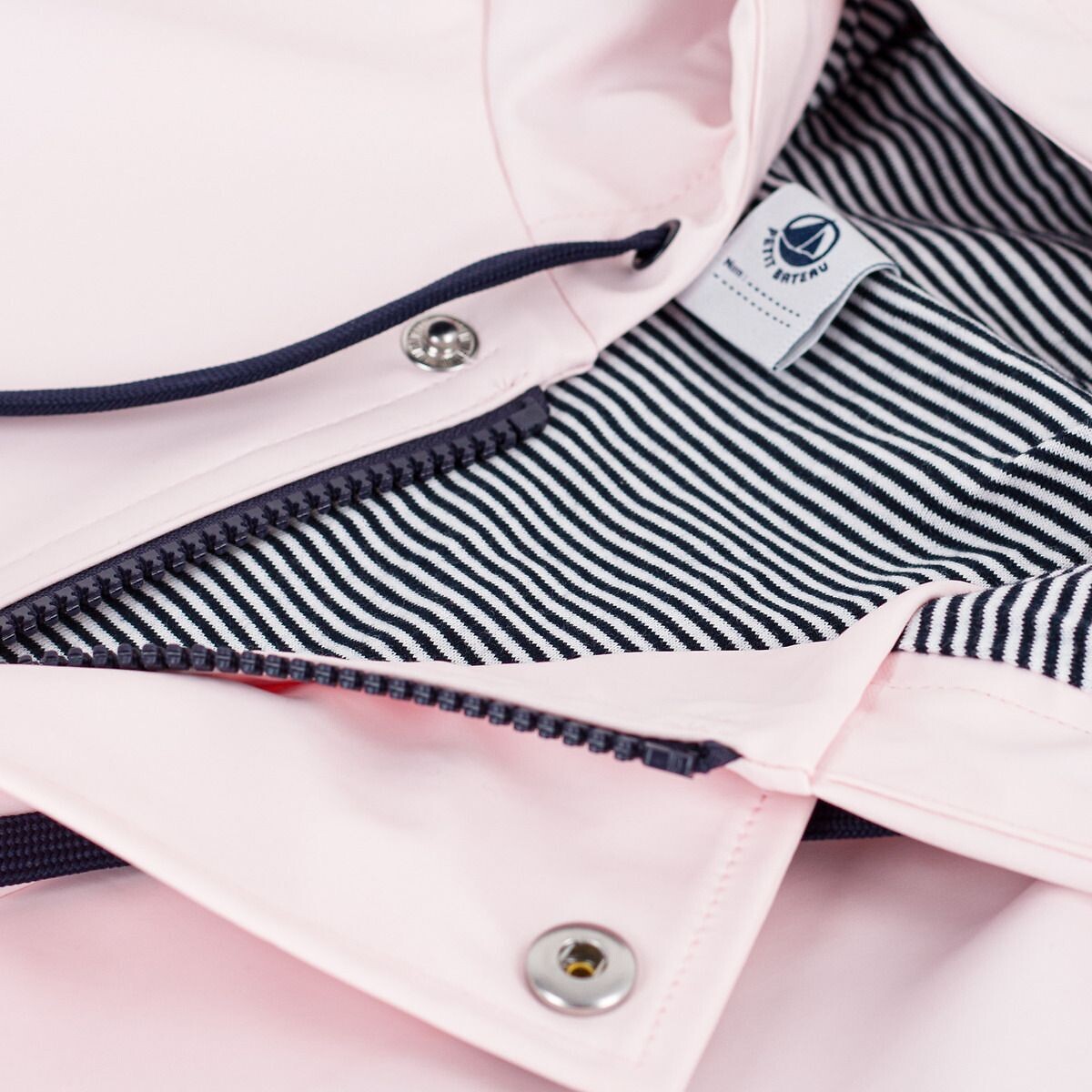 Ciré zippé mi-long à capuche rose clair, PETIT BATEAU