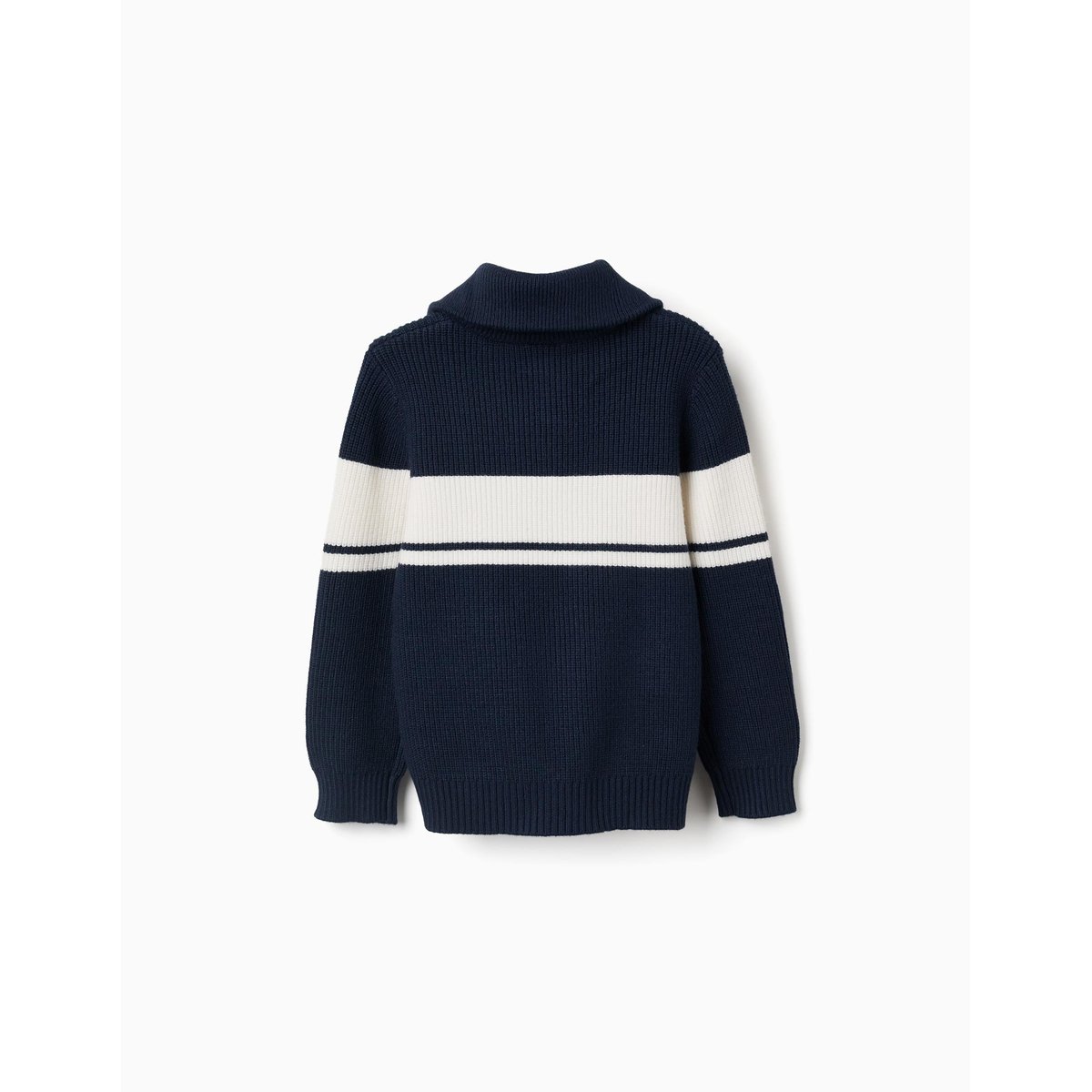 Pull en maille à col zippé à rayures bleu foncé, ZIPPY