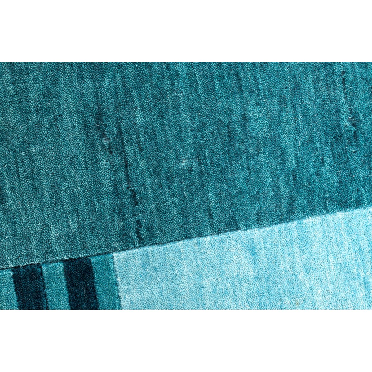 Tapis salon Arica tufté main laine viscose turquoise, THEKO