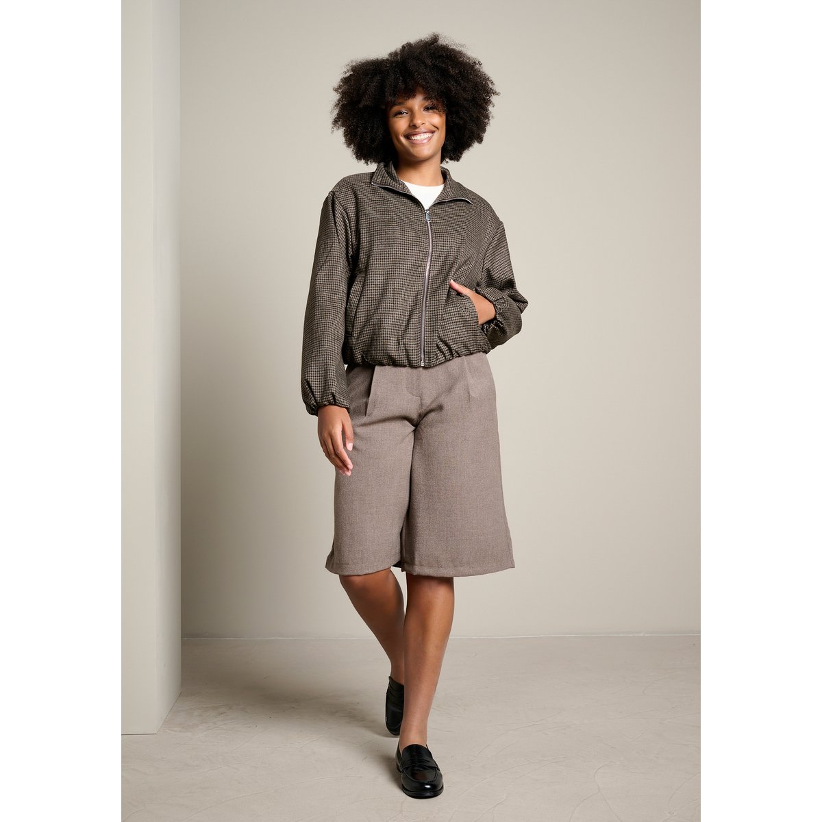 Bomber à carreaux brun fonce chocolate, LOLALIZA