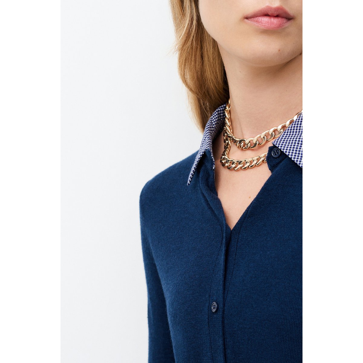 Pull droit cachemire MLENNY bleu marine, CAROLL
