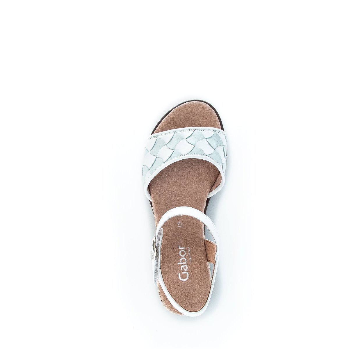 Sandales en cuir à talon compensé blanc et menthe, GABOR