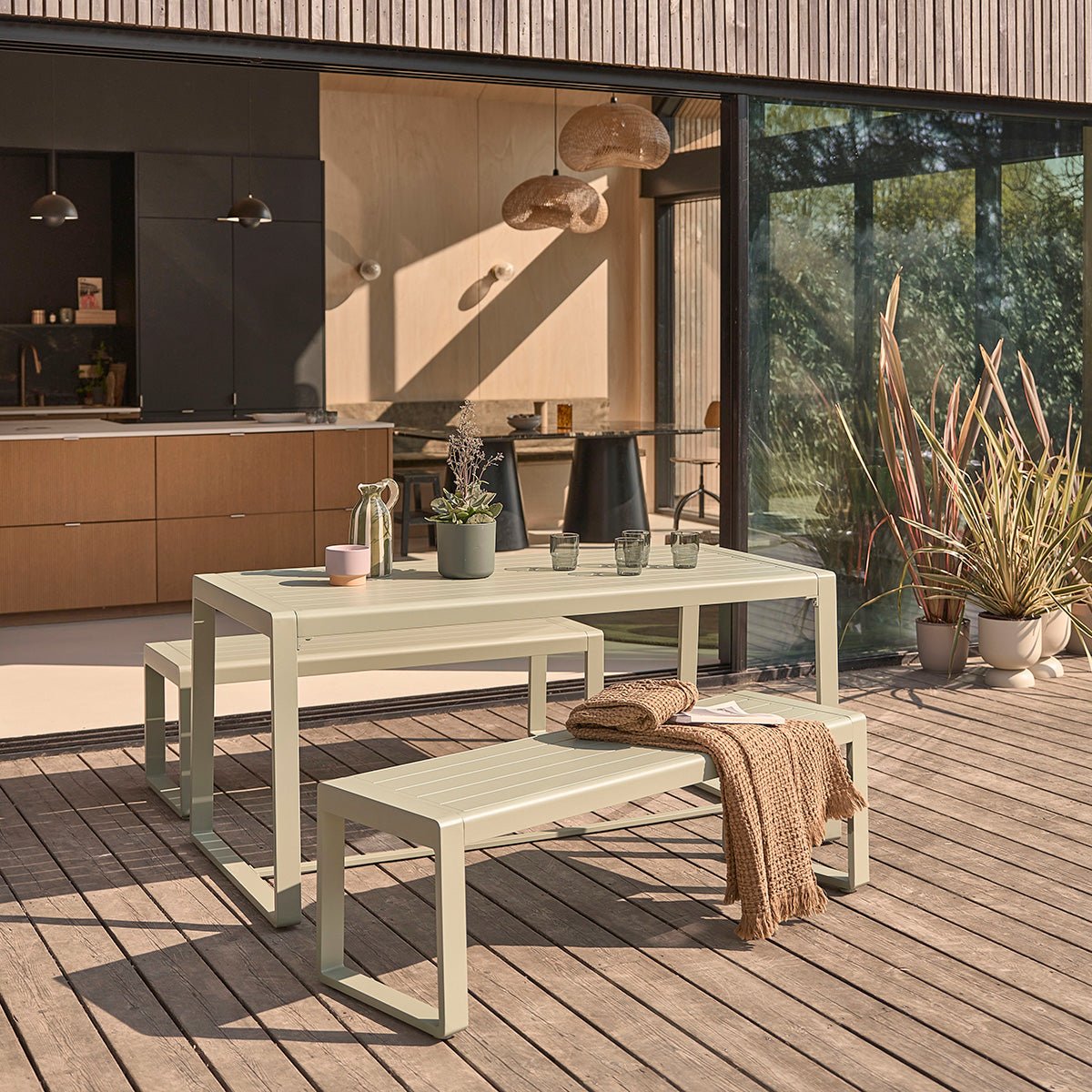 Salon de jardin en aluminium 4/6 places SÉLÈNE vert, BERAH GETAH