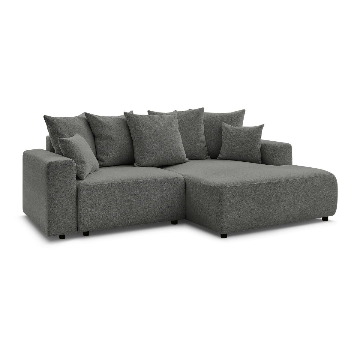 Canapé d'angle convertible 3 places en tissu chiné, ATILLA gris foncé, BOBOCHIC