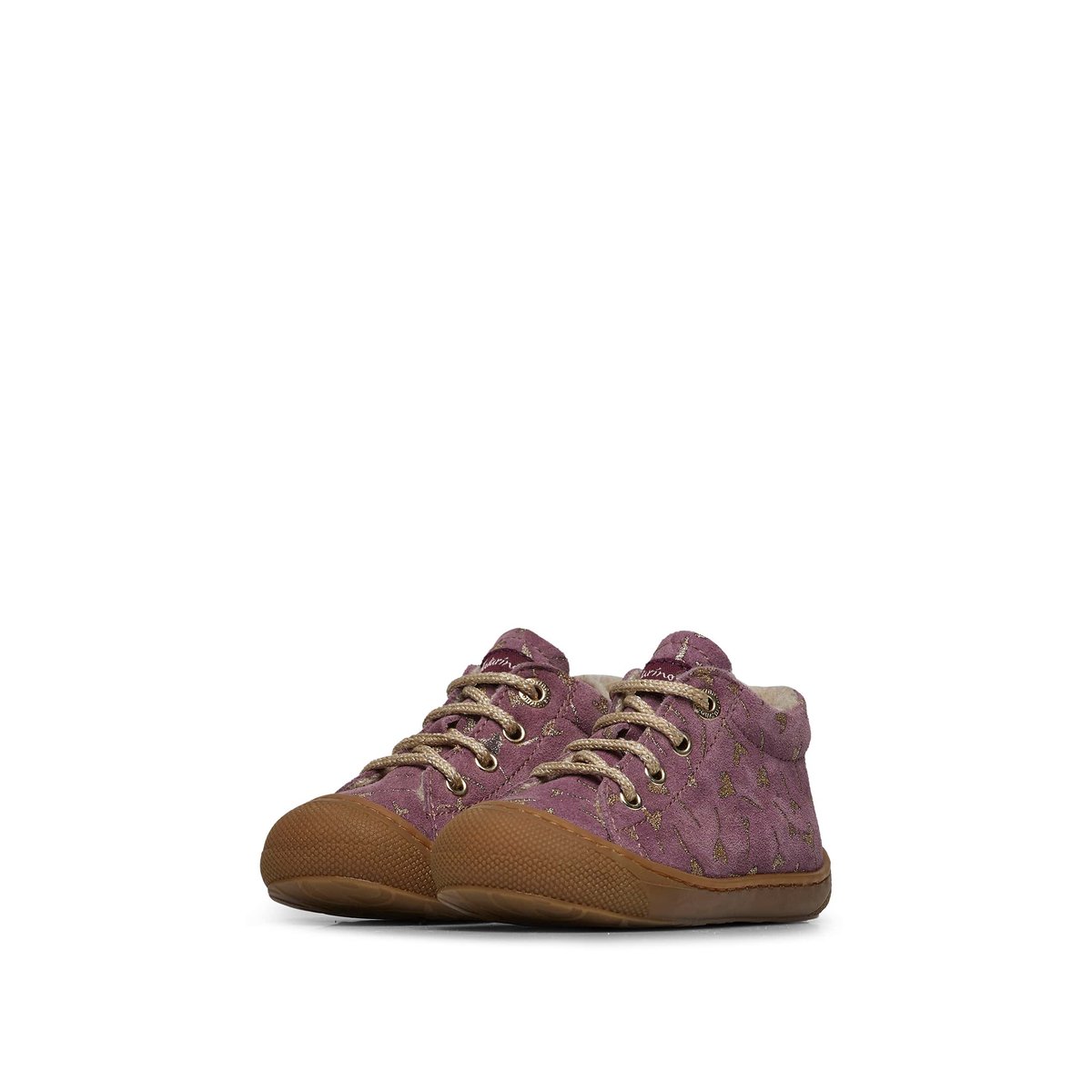 Chaussures premiers pas en suède avec cœurs pailletés COCOON violet, NATURINO