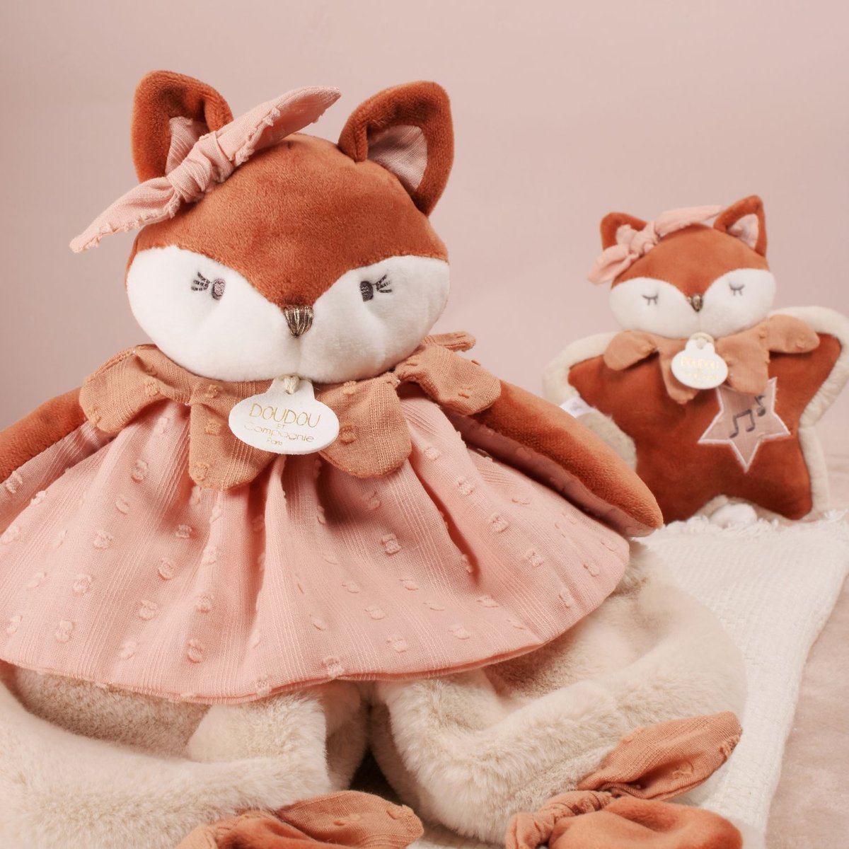Doudou Mina marron, rose, DOUDOU ET COMPAGNIE