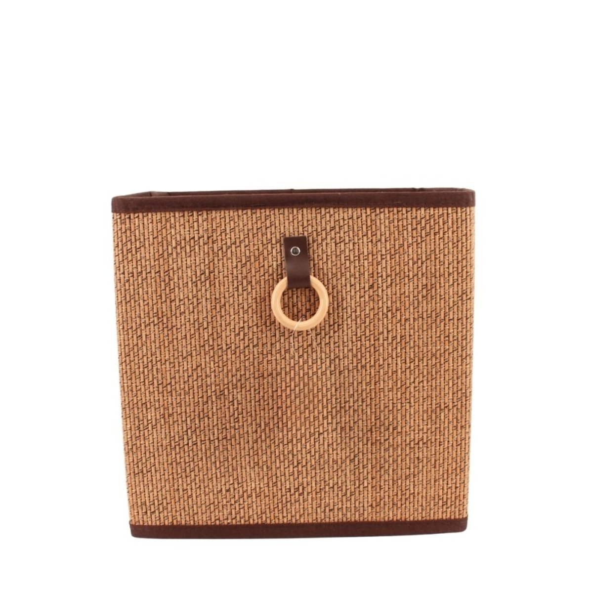 Cube de rangement en bambou tressé 31x31x31cm beige, ORNAMI