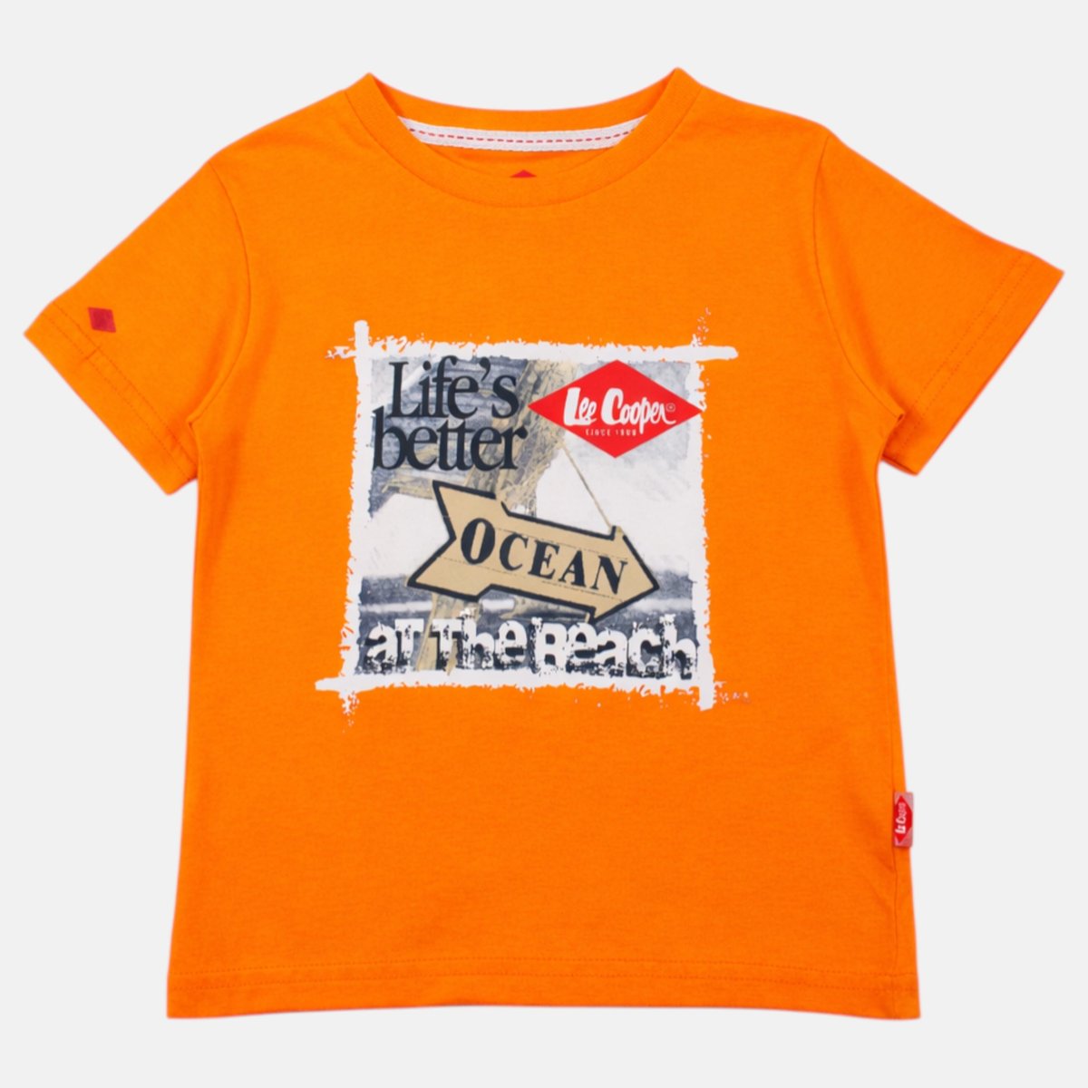 T-shirt manches courtes imprimé océan, col rond SURF CLUB orange, LEE COOPER