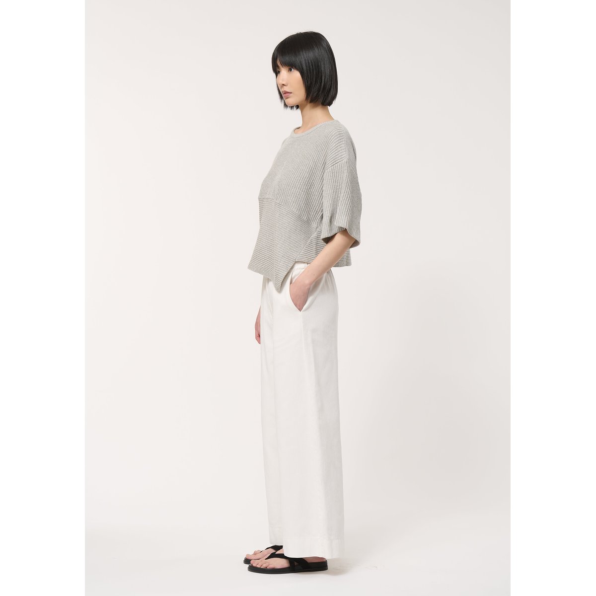 Pull asymétrique en maille gris chine, HUMILITY