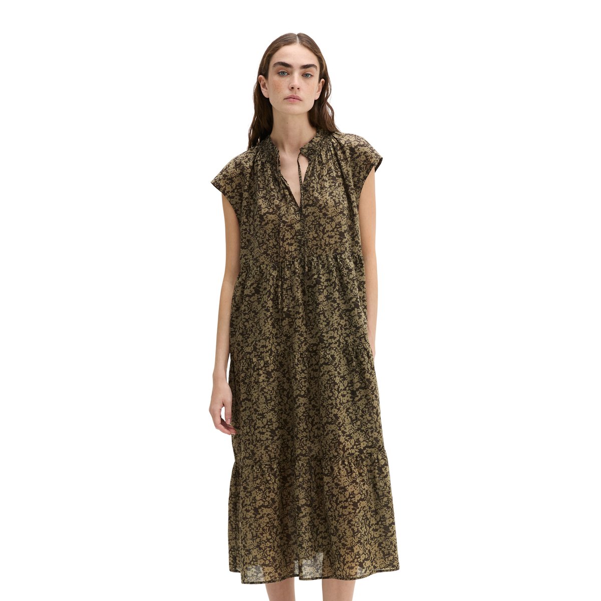 Robe évasée en A en voile de coton doux marron, MARC O'POLO