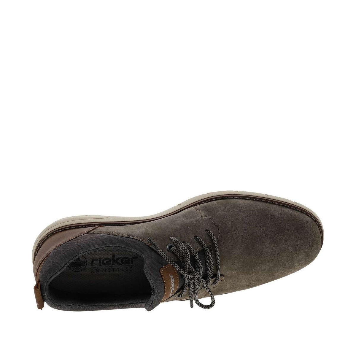 Sneakers café avec des lacets rond et un patch à la languette gris, RIEKER