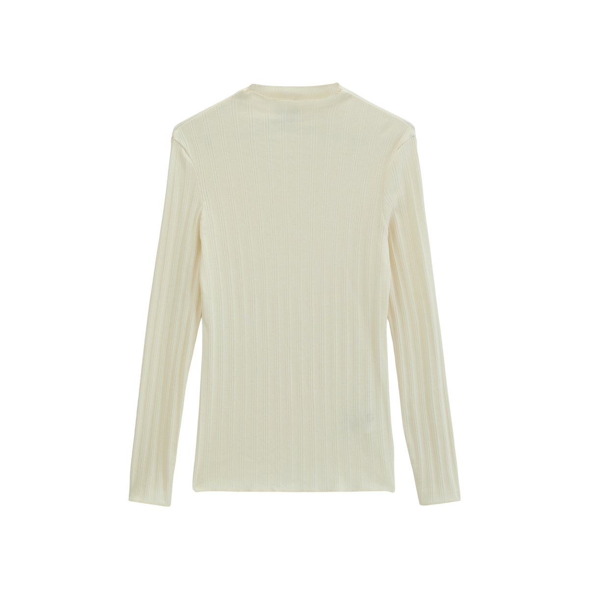 T-shirt à manches longues côtelé, coupe ajustée en jersey de coton extensible blanc, MARC O’POLO DENIM