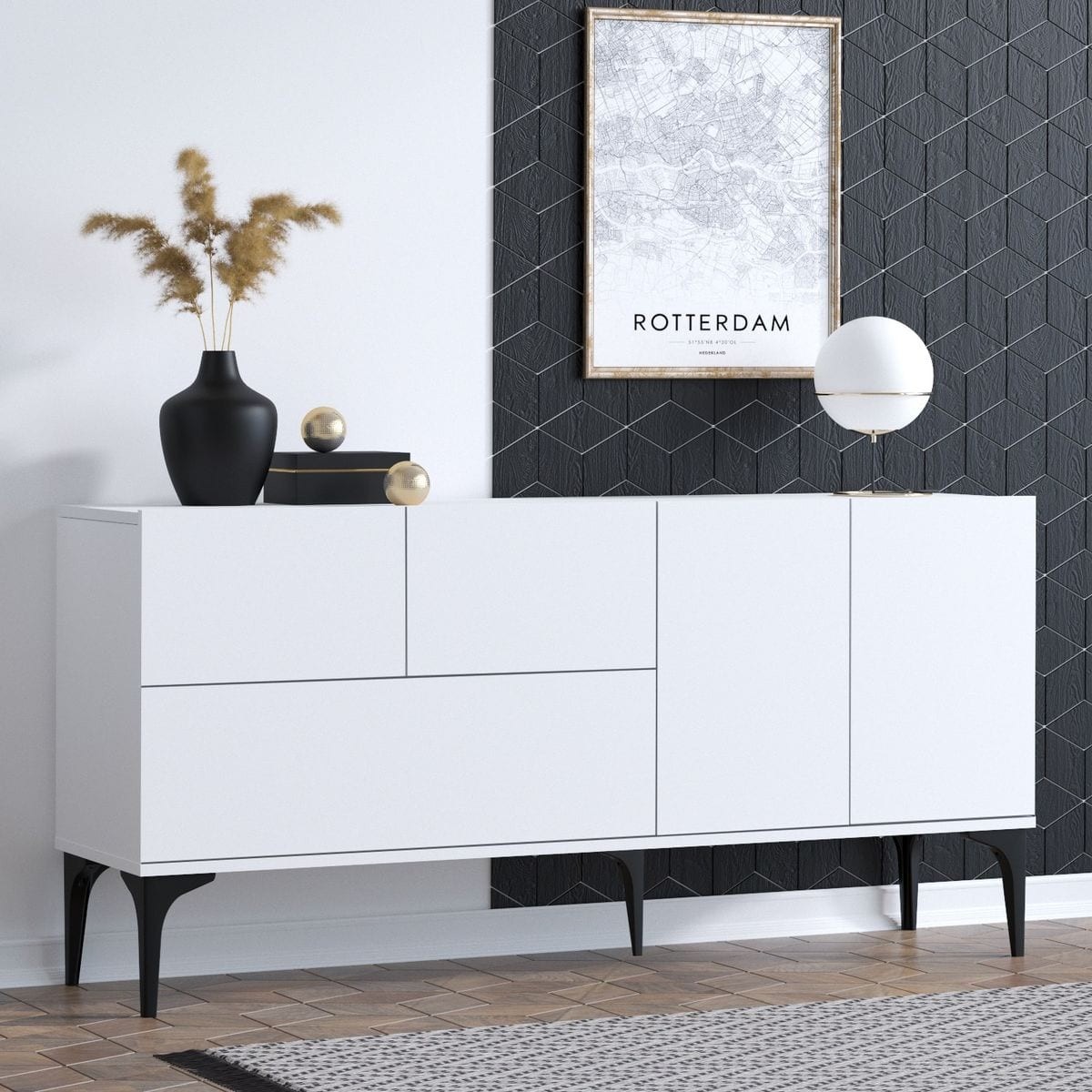 Buffet 5 portes - TAVIRA blanc, HOMIFAB