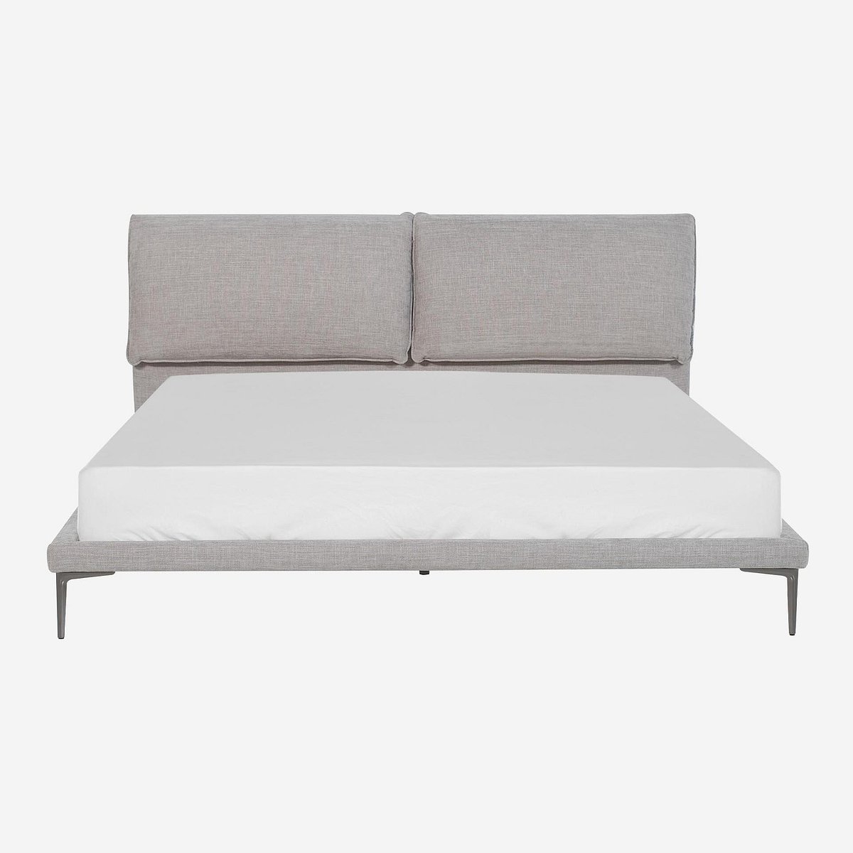 Lit en tissu SOFTY gris, gris perle, HABITAT