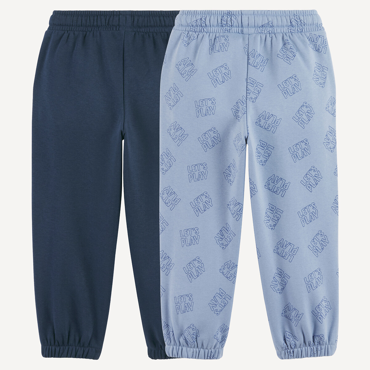 Lote de 2 calças de desporto em moletão azul-marinho + bege estampado, LA REDOUTE COLLECTIONS