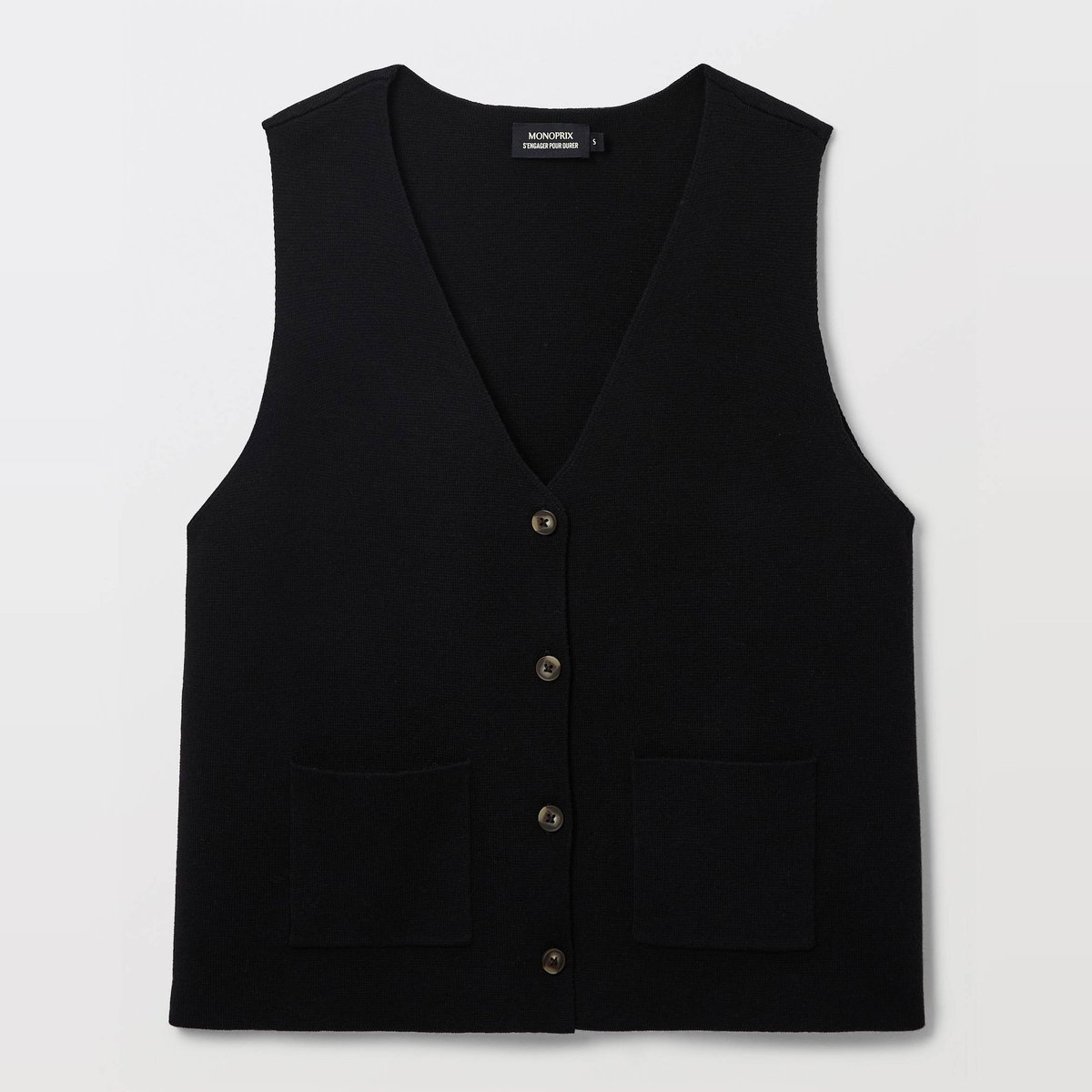 Gilet sans manche contenant de la laine noir, MONOPRIX