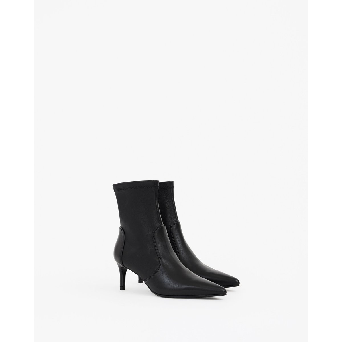 Bottines en cuir stretch à bout pointu OPHELIA LOW noir, MI MAI