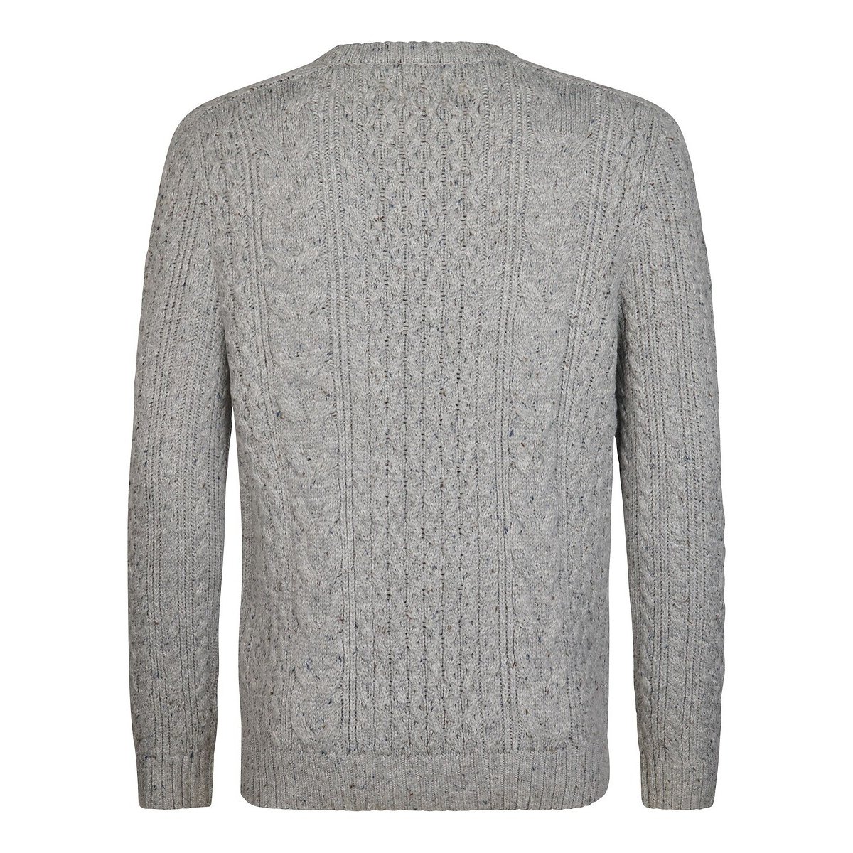Pull col rond en fine maille à torsades gris chiné, PETROL INDUSTRIES