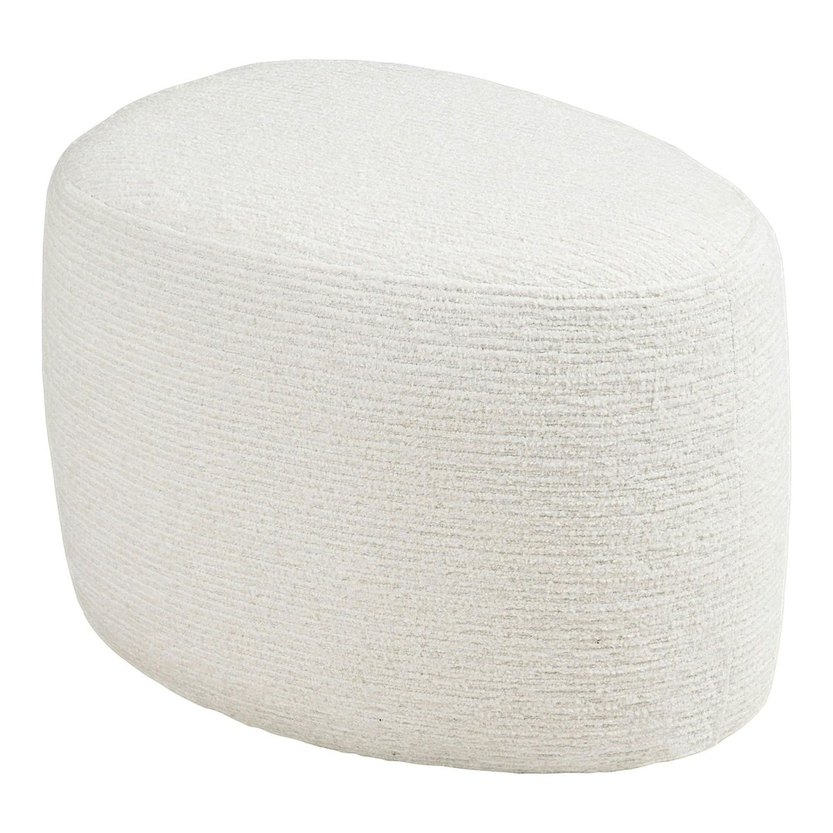 Pouf blanc tissu chenille forme organique 55 cm BERLIN blanc, PIER IMPORT