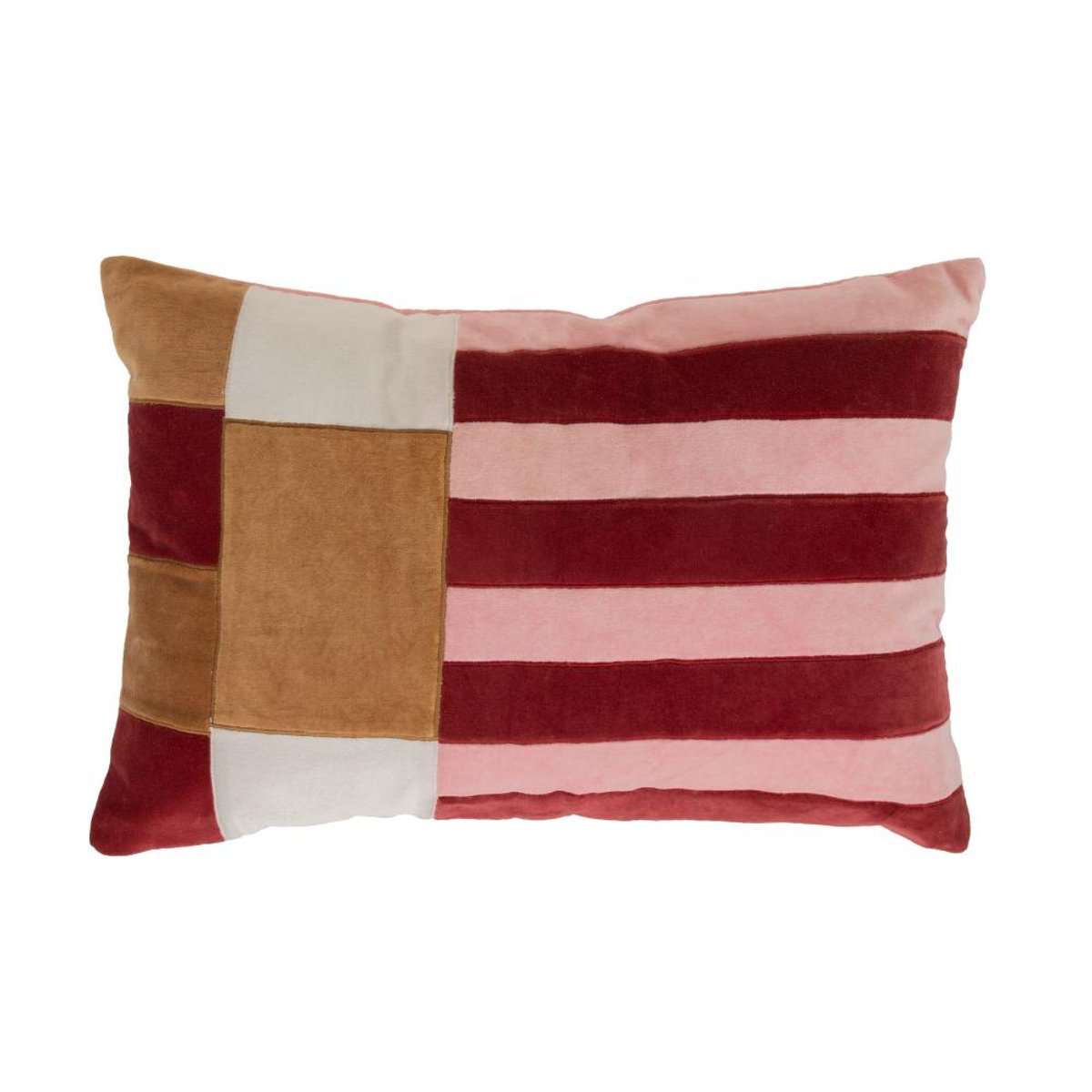 Coussin graphique Eliot camel/bordeaux 40x60 cm - ELIOT rouge, AMADEUS