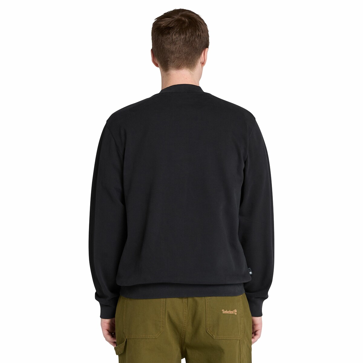 Sweat col rond avec logo en cuir noir, TIMBERLAND