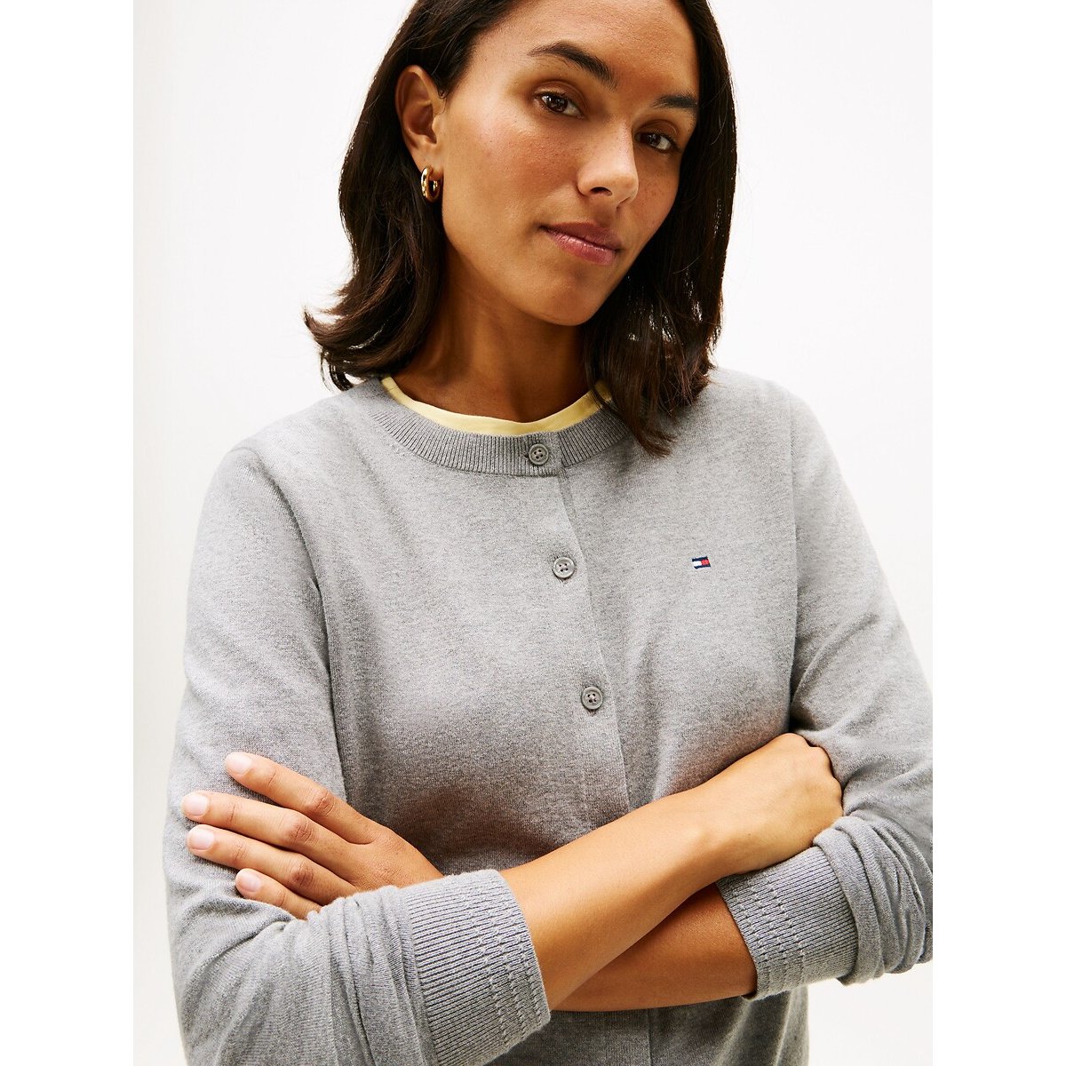 Crew Neck Cardigan grey, TOMMY HILFIGER