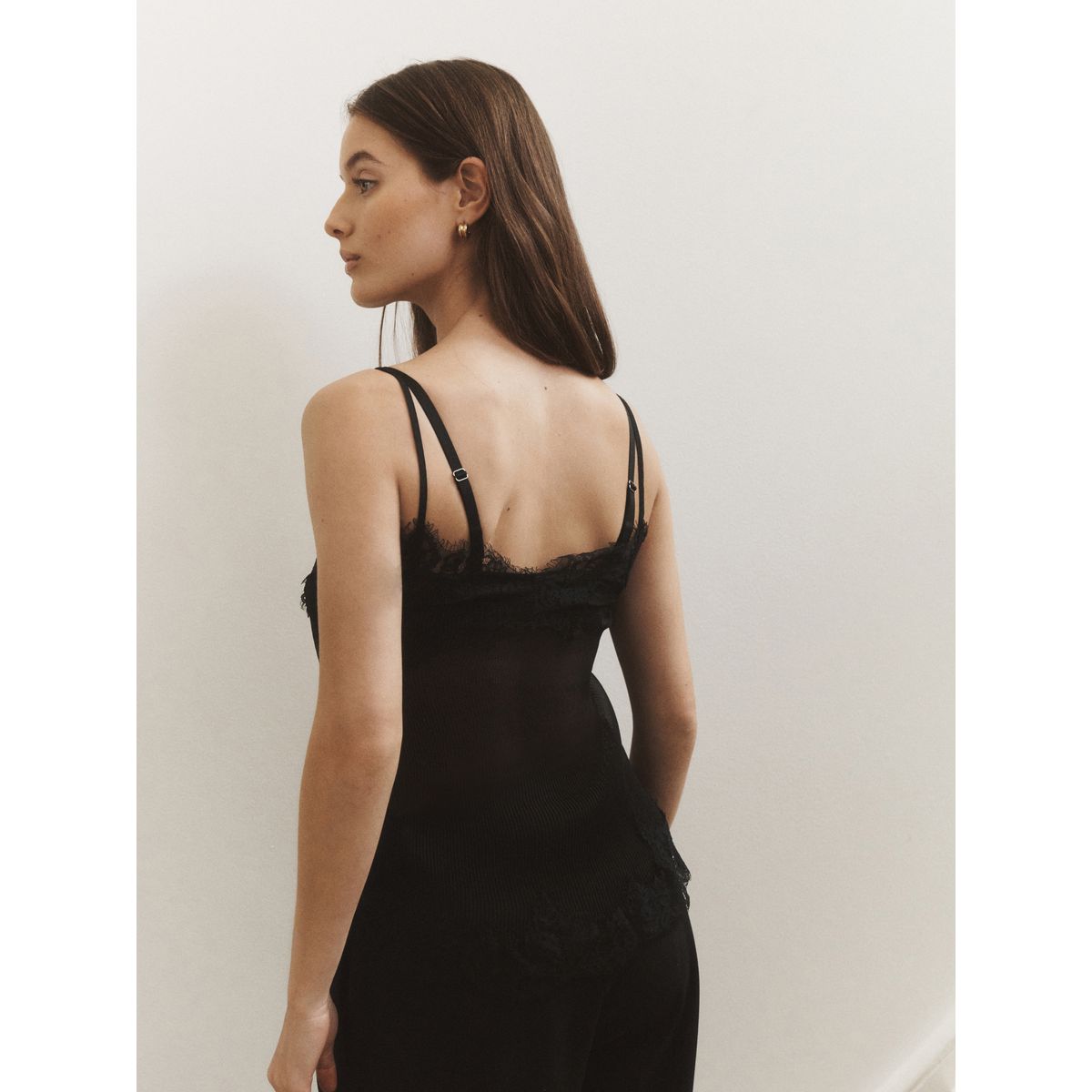 Caraco bordé de dentelle transparente noir, NEXT