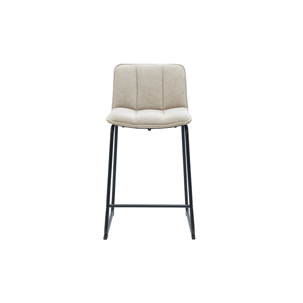 Tabourets de bar en tissu chenille vert kaki et métal noir H65.6 cm (lot de 2) VISTO beige, MILIBOO