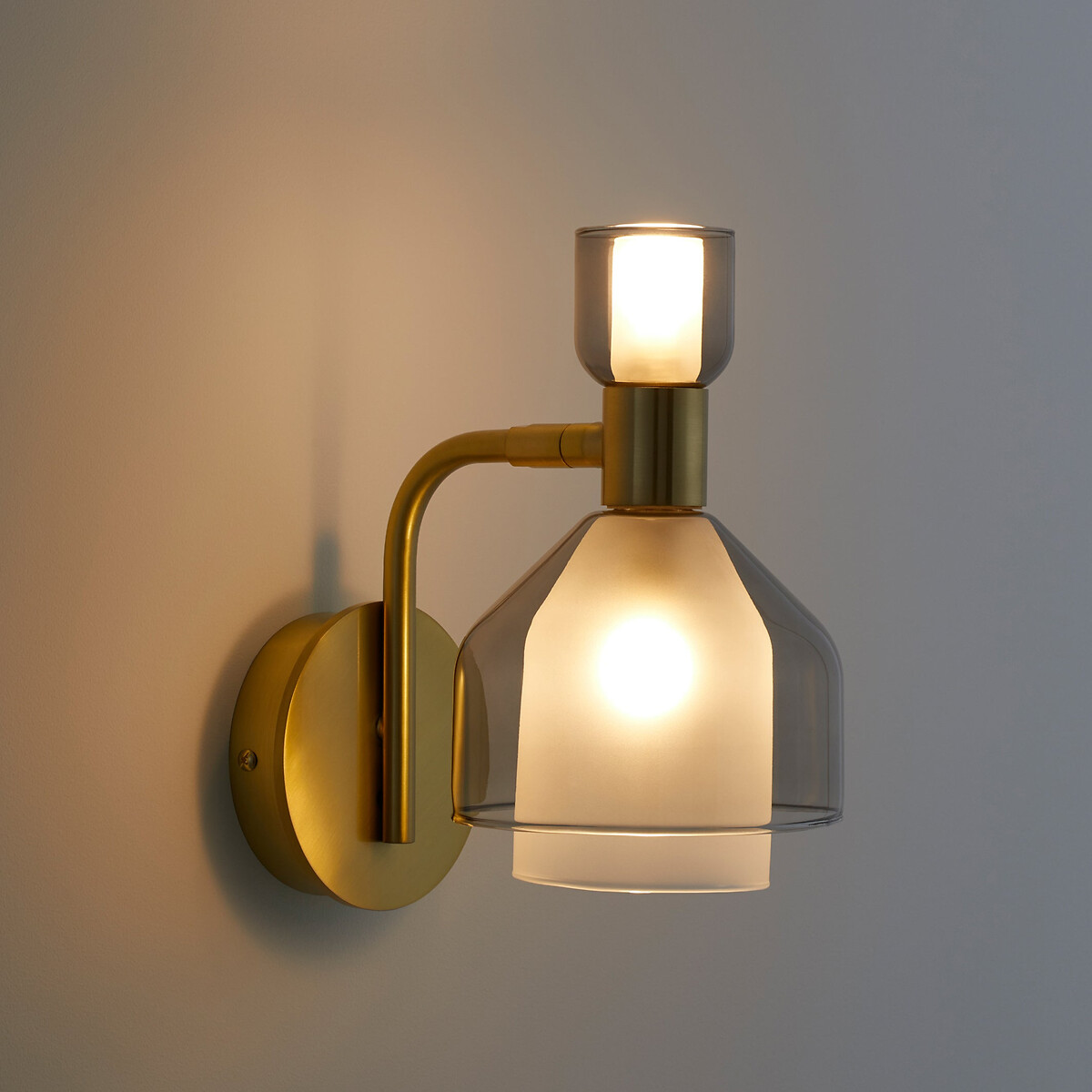 Amoris Brass-Plated Metal and Smoked Glass Wall Light smoky glass, LA REDOUTE INTERIEURS