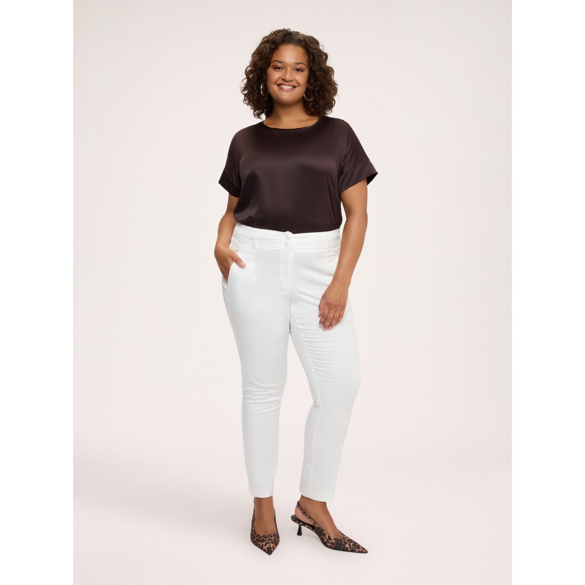 T-shirt bimatière marron, FIORELLA RUBINO